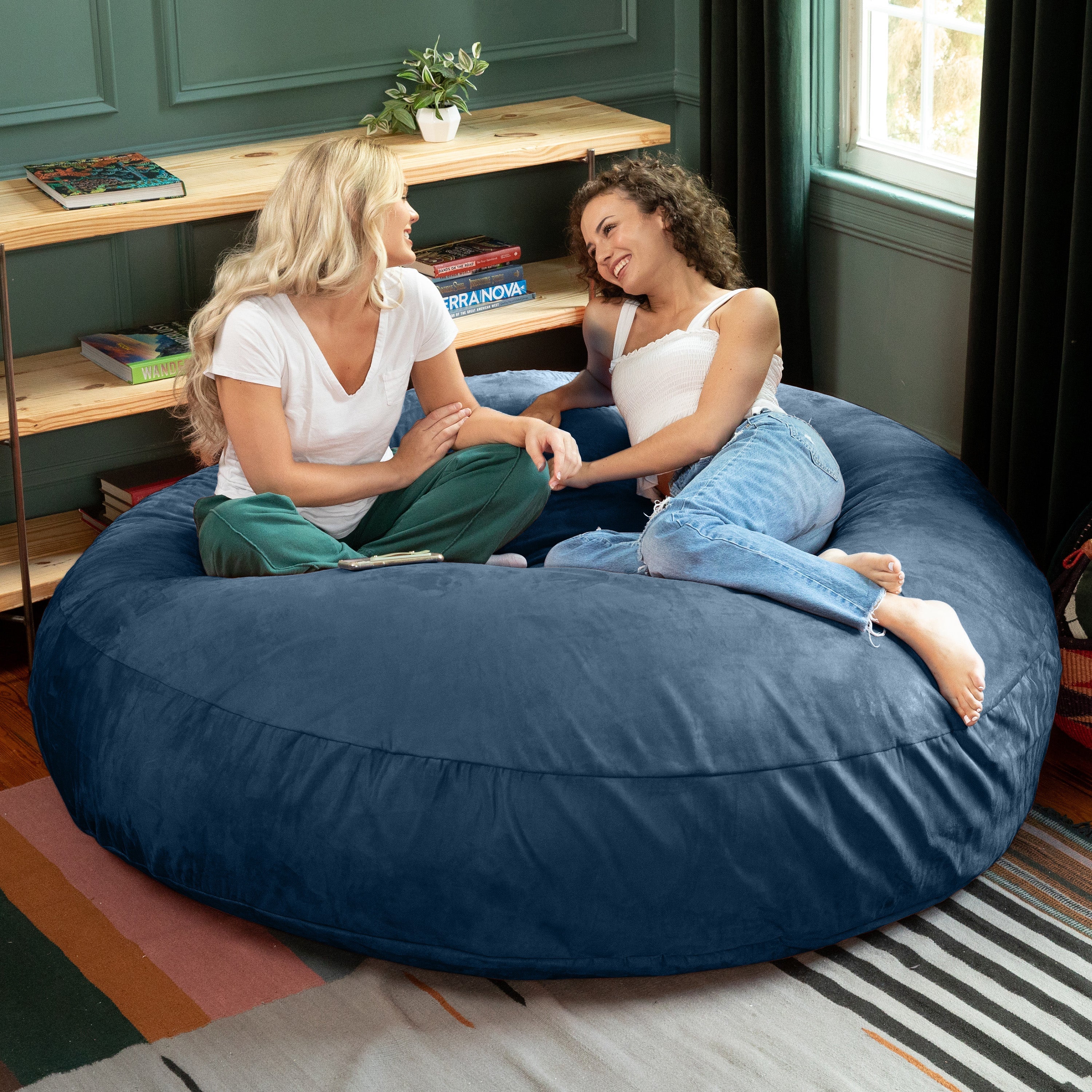  Jaxx Cocoon Large Bean Bag Chair for Adults 6' - Navy - Bonton