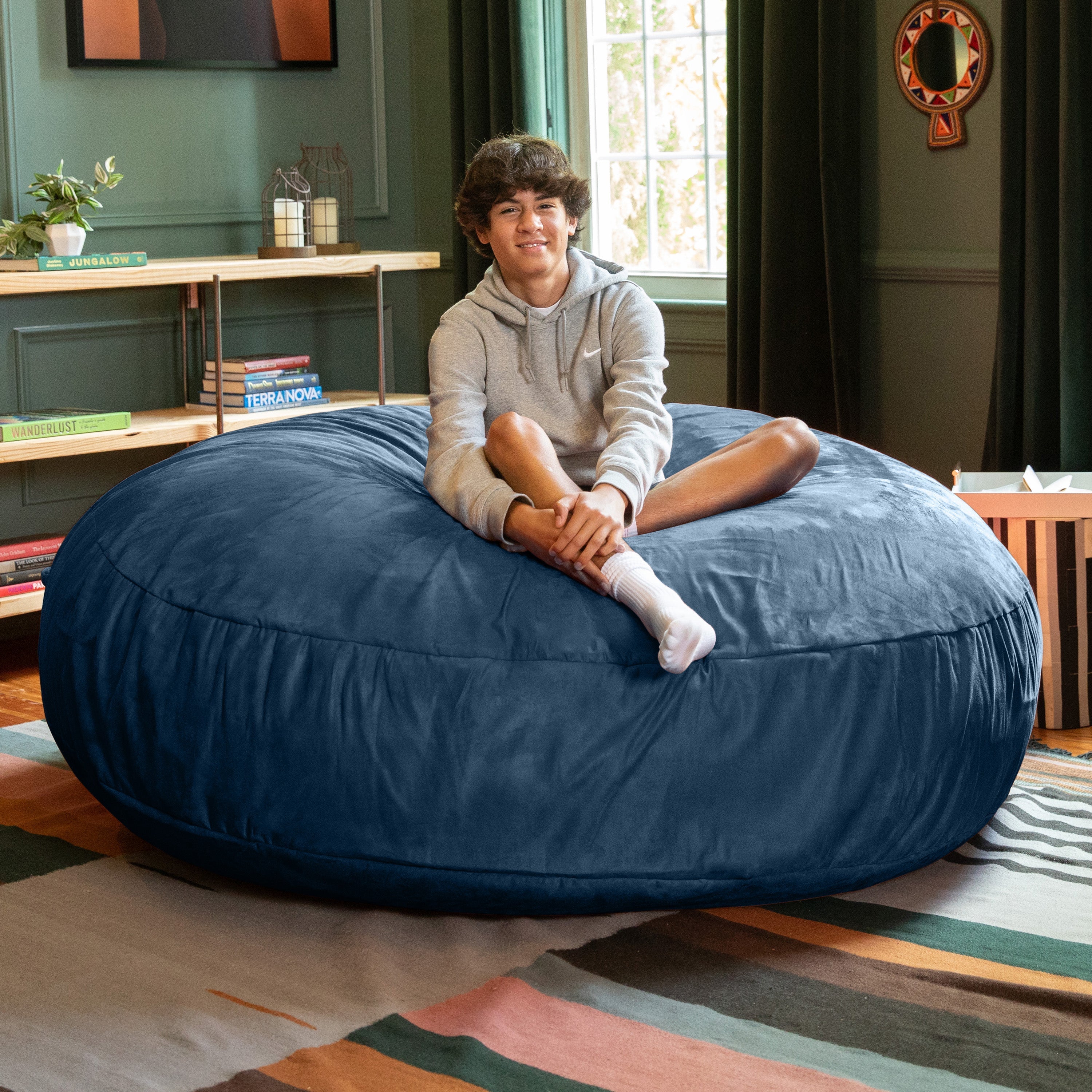  Jaxx Cocoon Large Bean Bag Chair for Adults 6' - Navy - Bonton