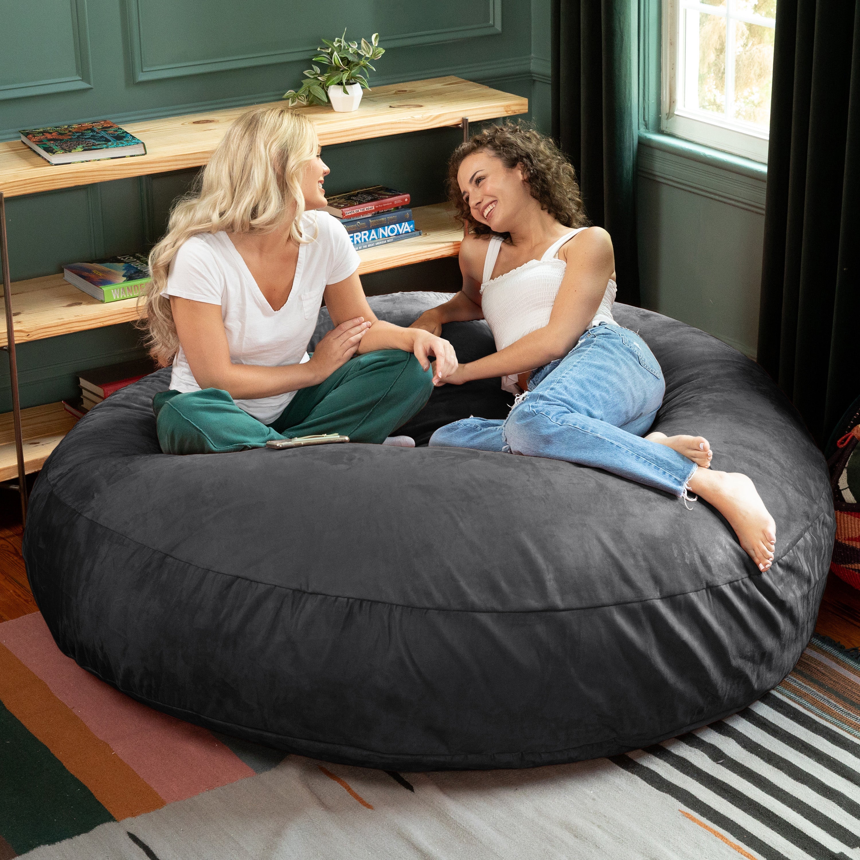  Jaxx Cocoon Large Bean Bag Chair for Adults 6' - Black - Bonton