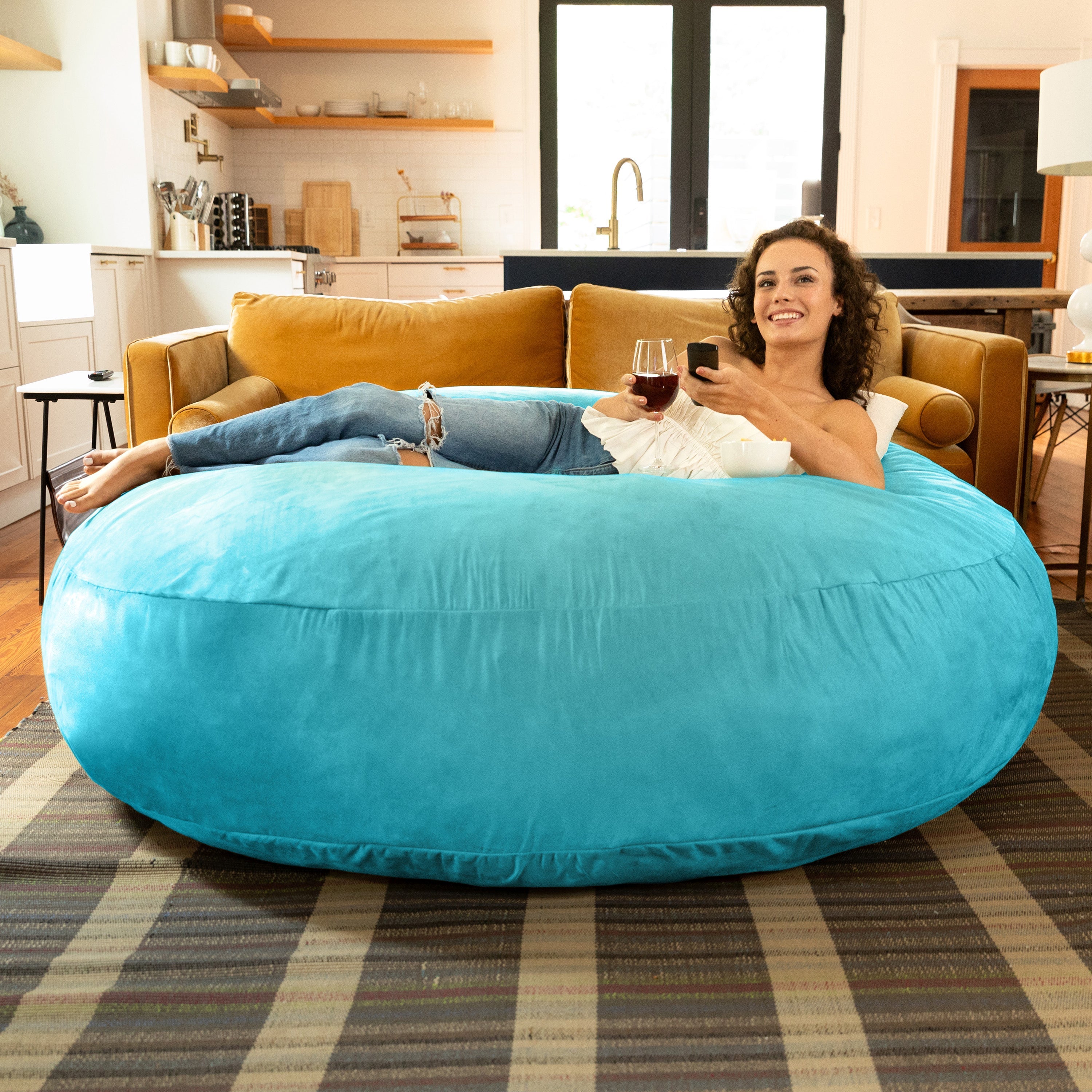  Jaxx Cocoon Large Bean Bag Chair for Adults 6' - Teal - Bonton