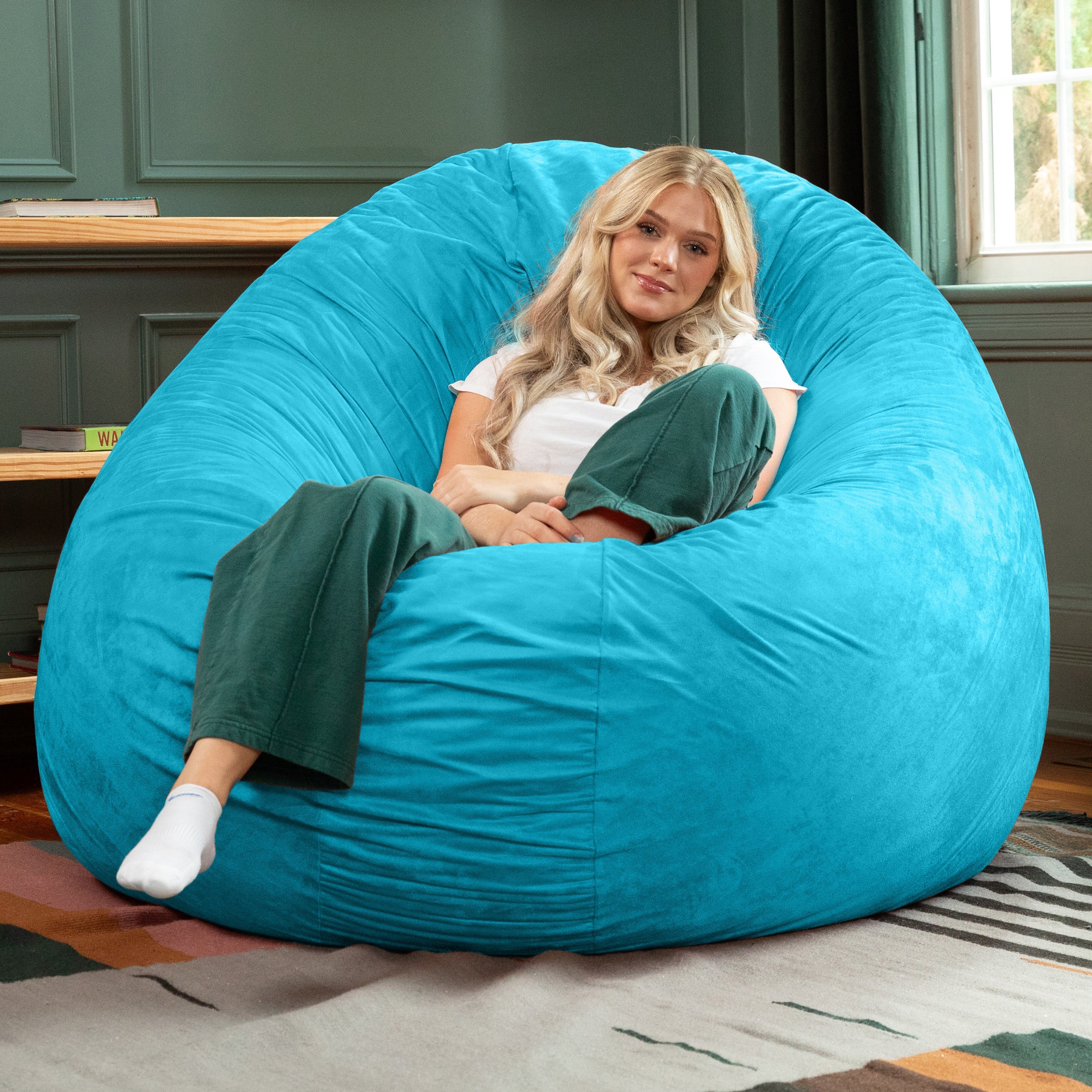  Jaxx Cocoon Large Bean Bag Chair for Adults 6' - Teal - Bonton