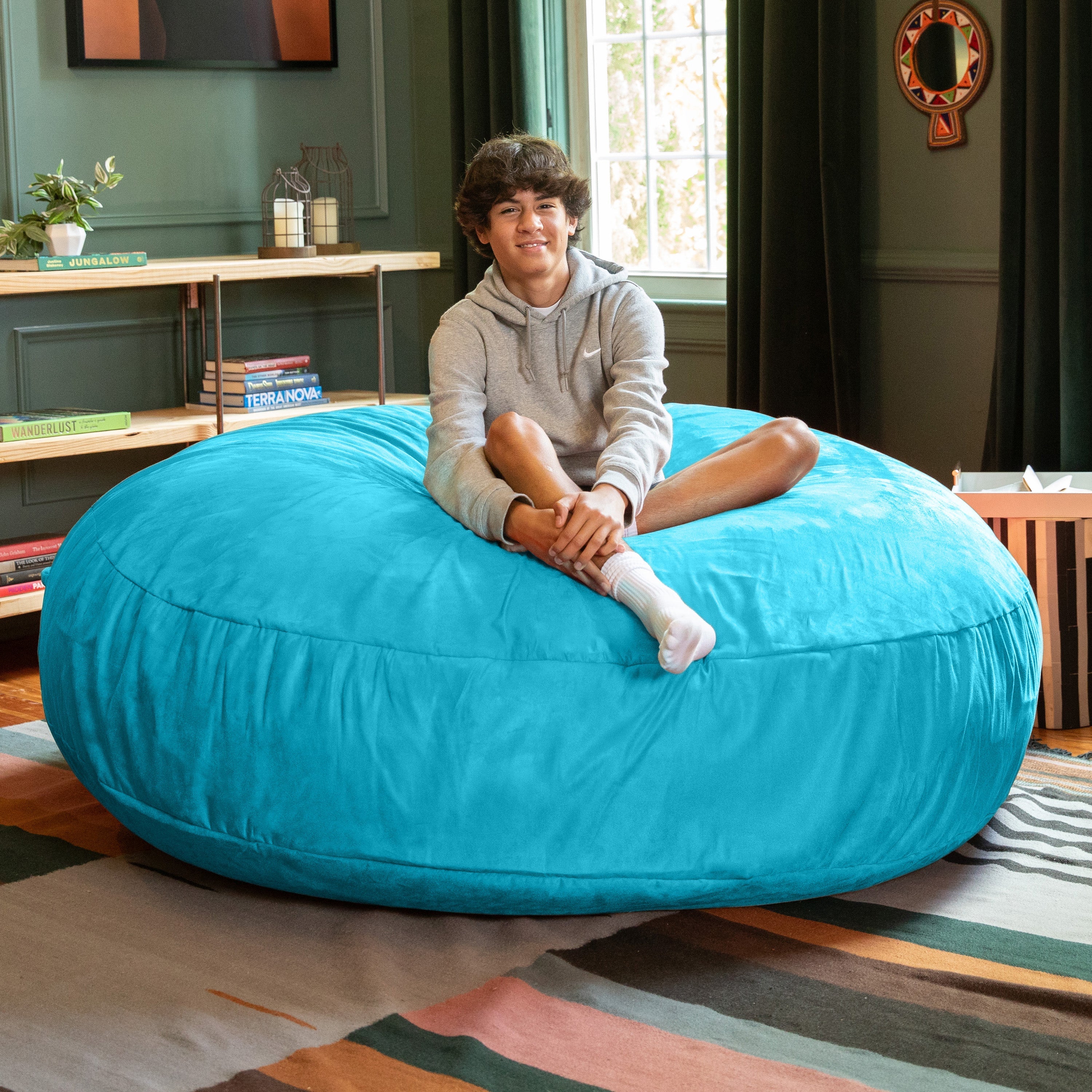  Jaxx Cocoon Large Bean Bag Chair for Adults 6' - Teal - Bonton