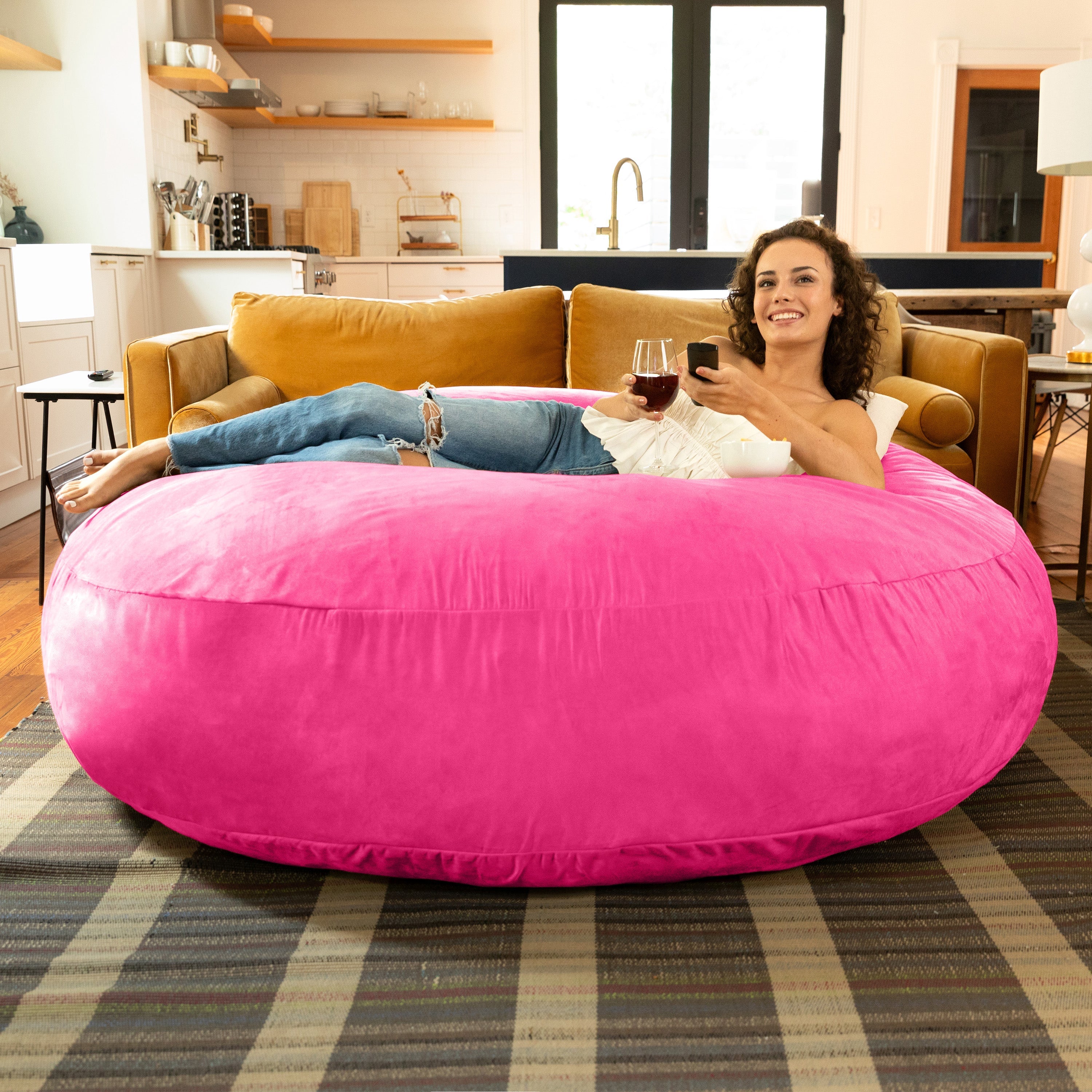  Jaxx Cocoon Large Bean Bag Chair for Adults 6' - Fuchsia - Bonton