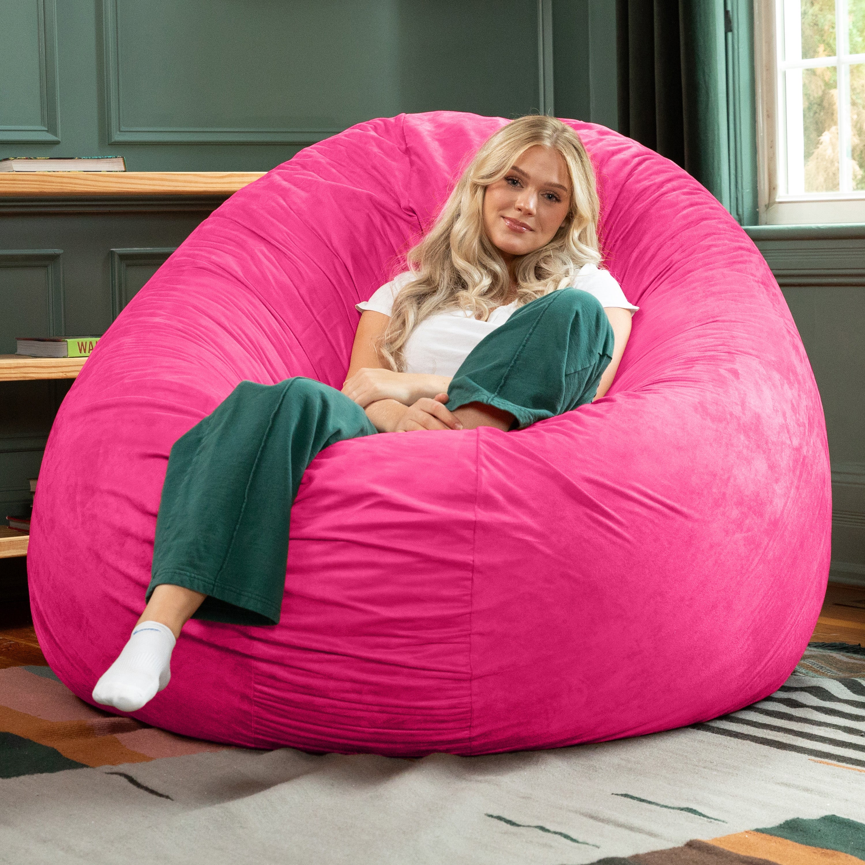  Jaxx Cocoon Large Bean Bag Chair for Adults 6' - Fuchsia - Bonton