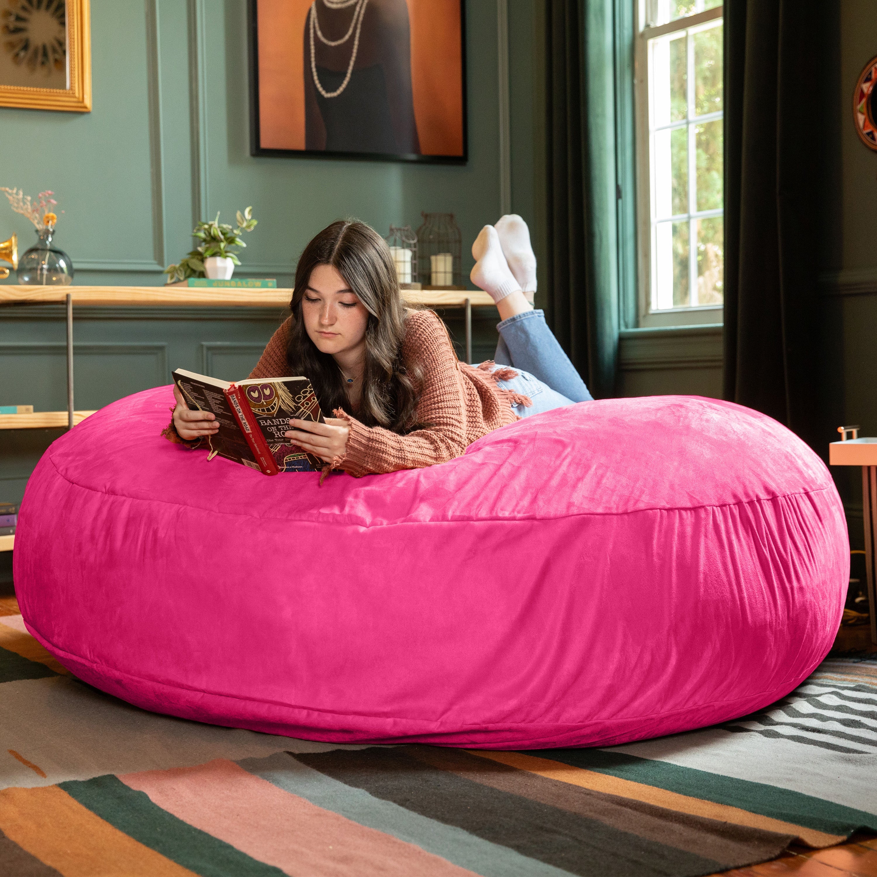  Jaxx Cocoon Large Bean Bag Chair for Adults 6' - Fuchsia - Bonton