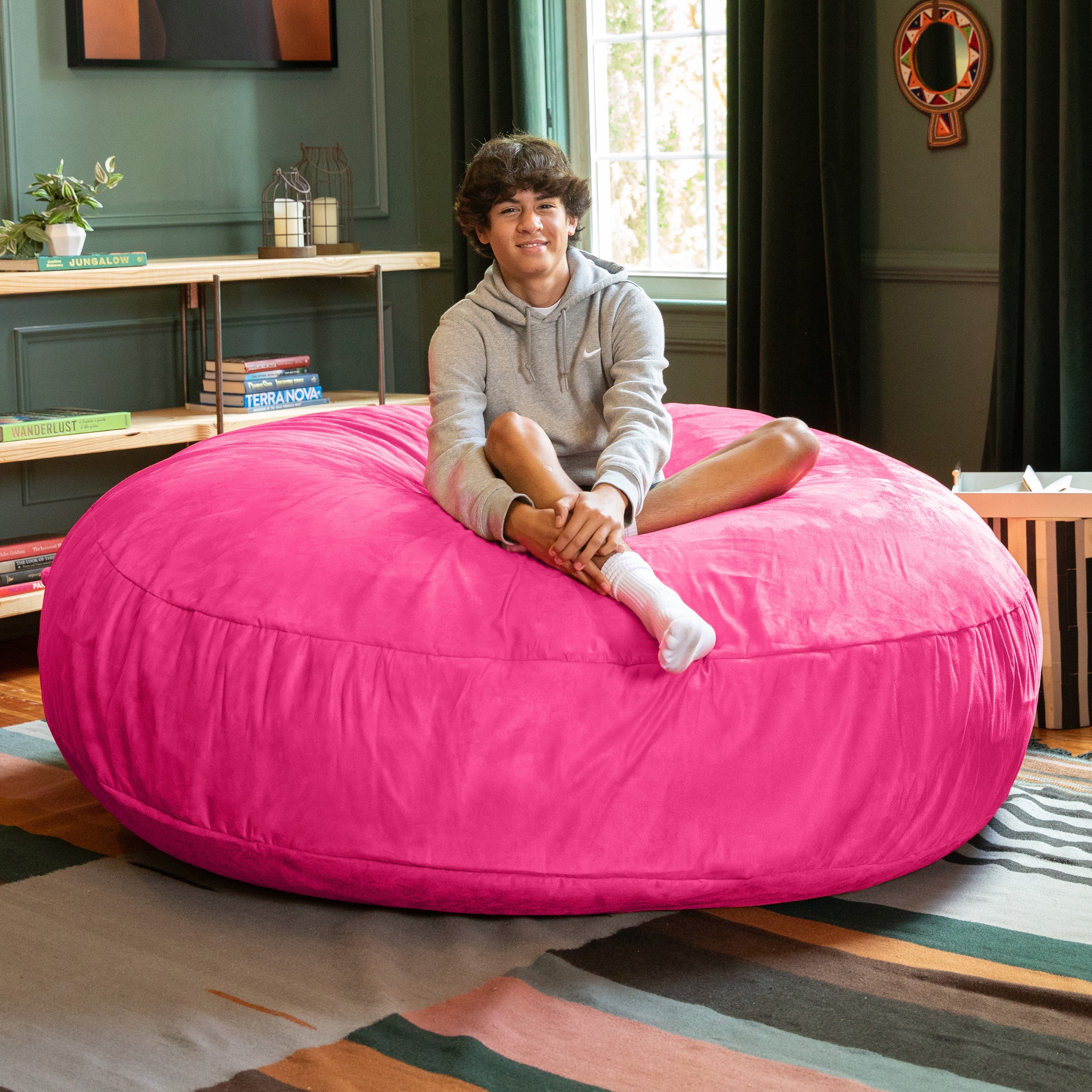  Jaxx Cocoon Large Bean Bag Chair for Adults 6' - Fuchsia - Bonton