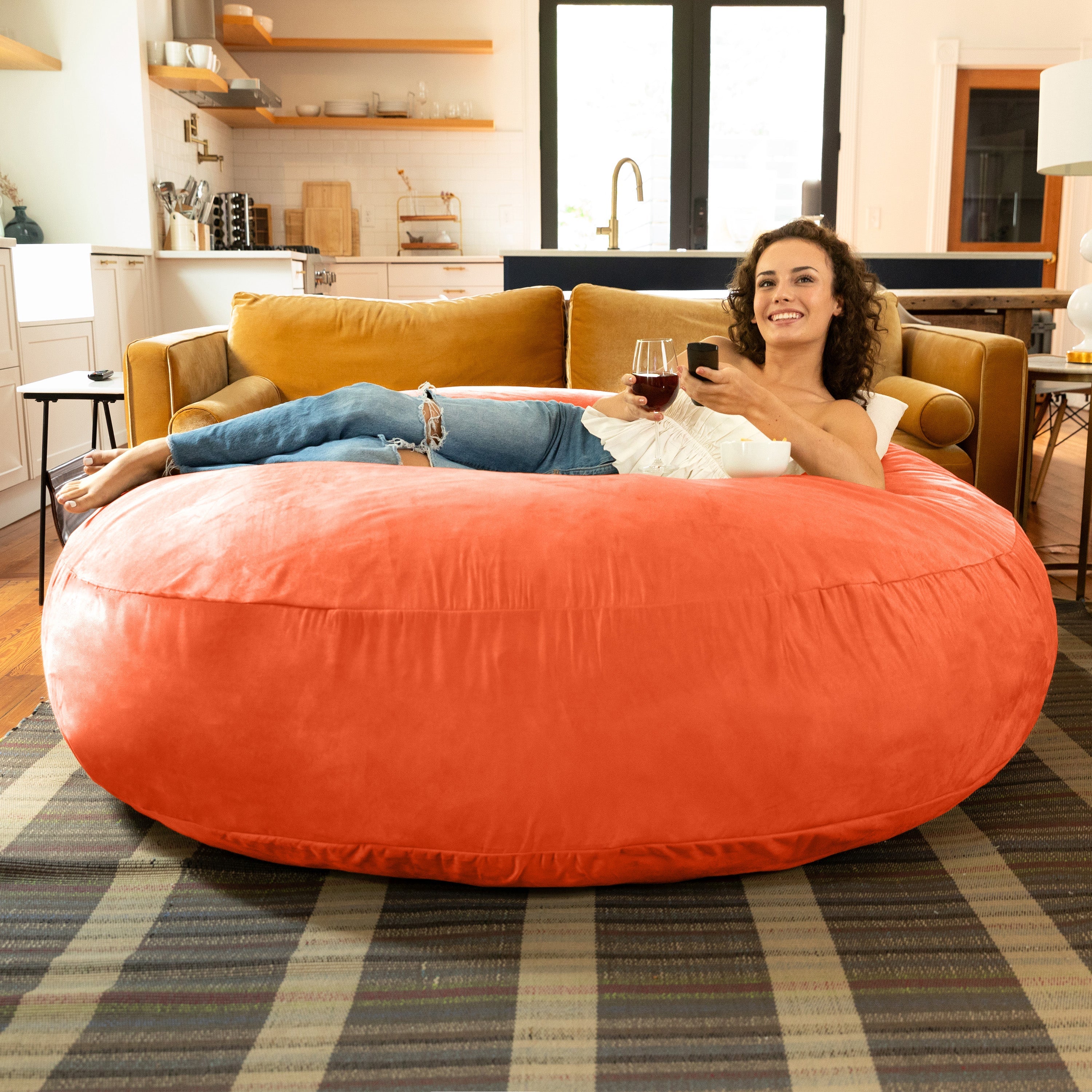  Jaxx Cocoon Large Bean Bag Chair for Adults 6' - Mandarin - Bonton