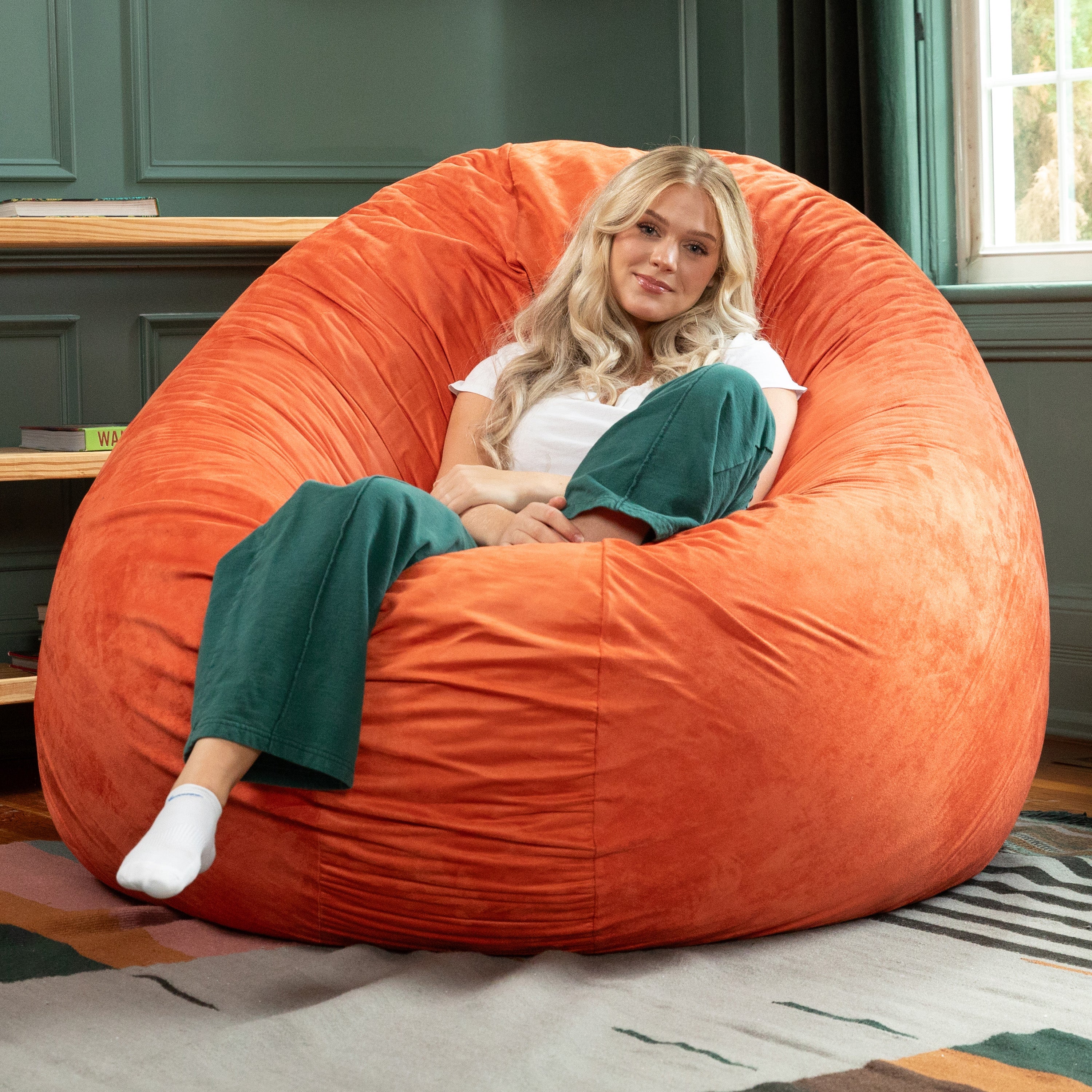  Jaxx Cocoon Large Bean Bag Chair for Adults 6' - Mandarin - Bonton