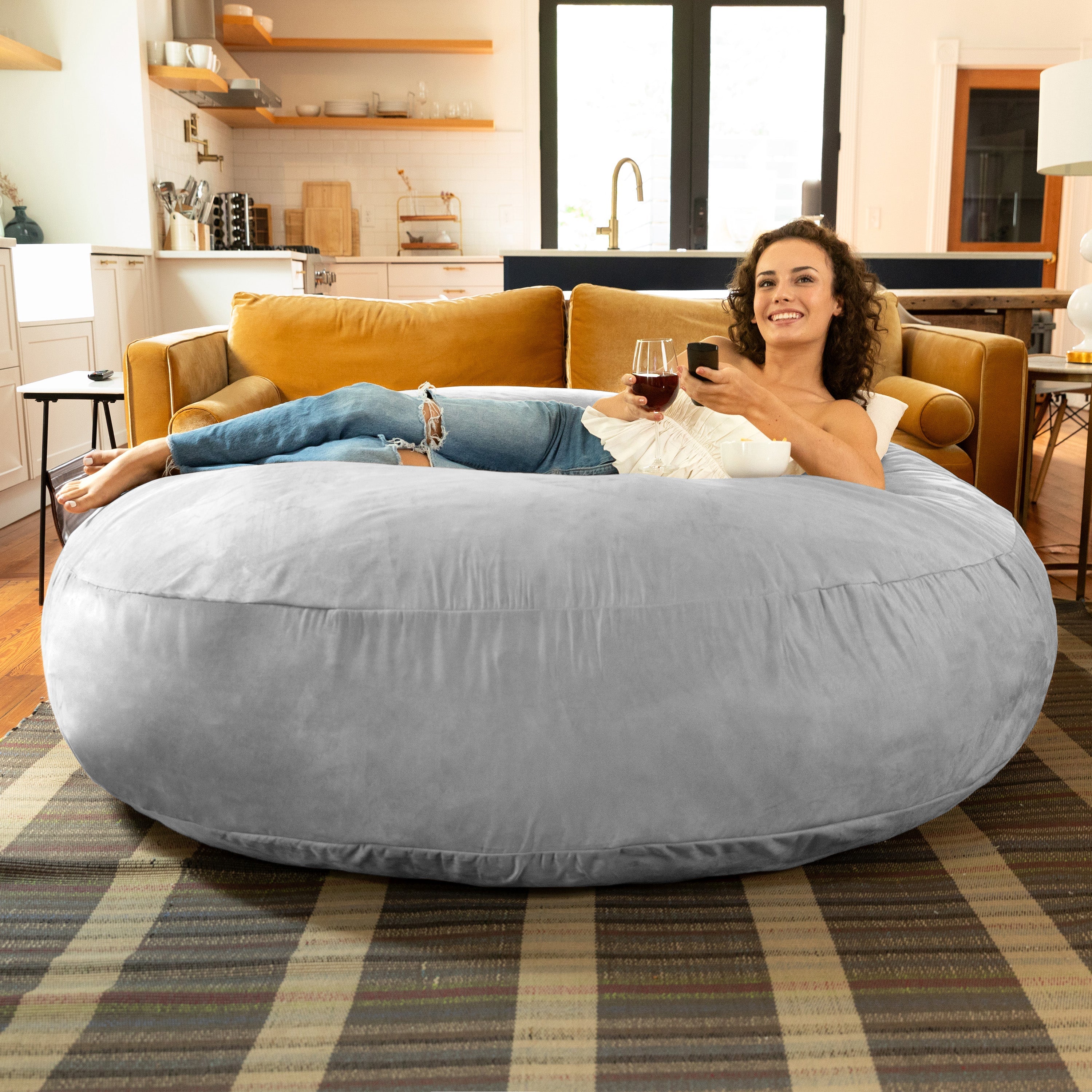  Jaxx Cocoon Large Bean Bag Chair for Adults 6' - Platnium - Bonton