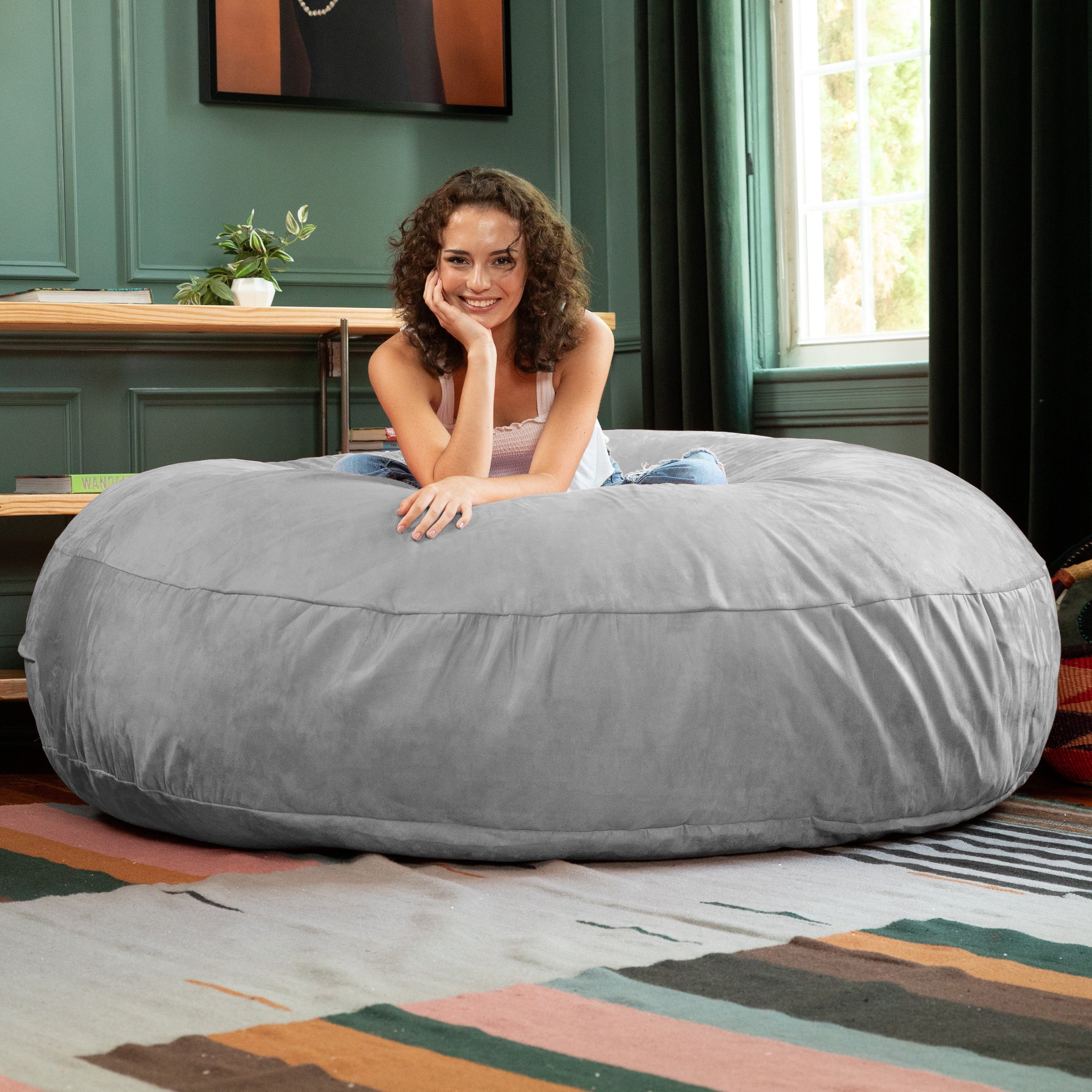  Jaxx Cocoon Large Bean Bag Chair for Adults 6' - Platnium - Bonton