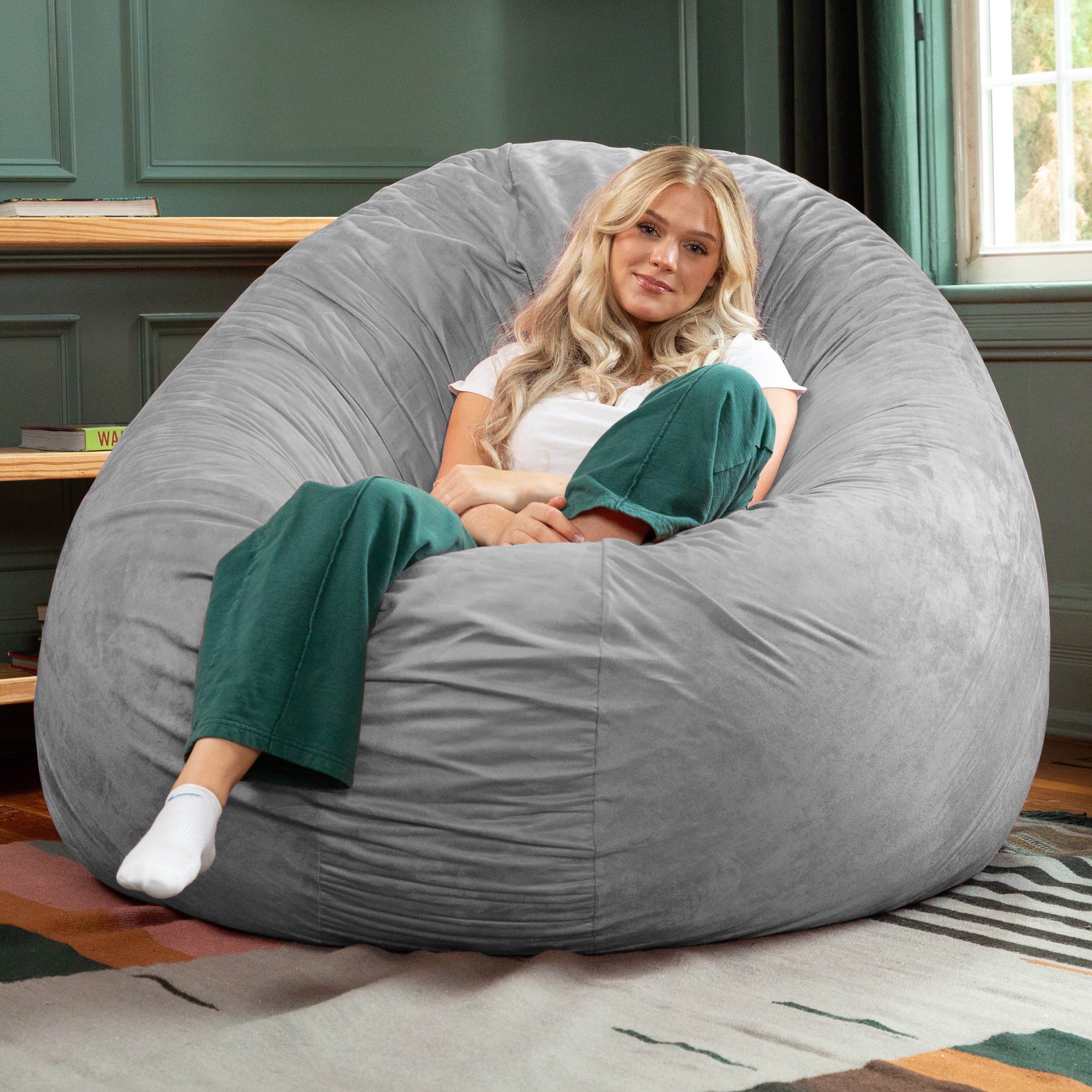  Jaxx Cocoon Large Bean Bag Chair for Adults 6' - Platnium - Bonton