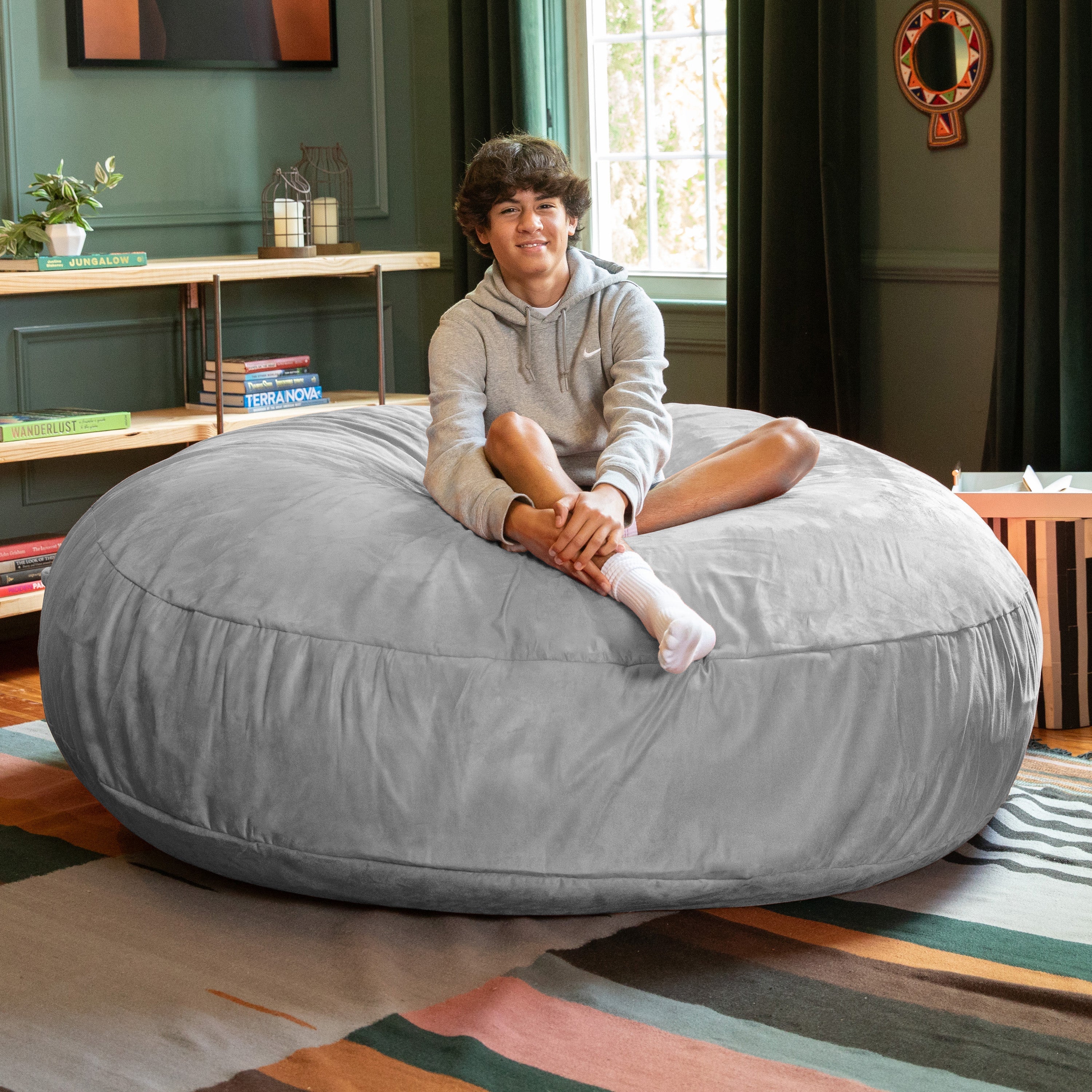  Jaxx Cocoon Large Bean Bag Chair for Adults 6' - Platnium - Bonton