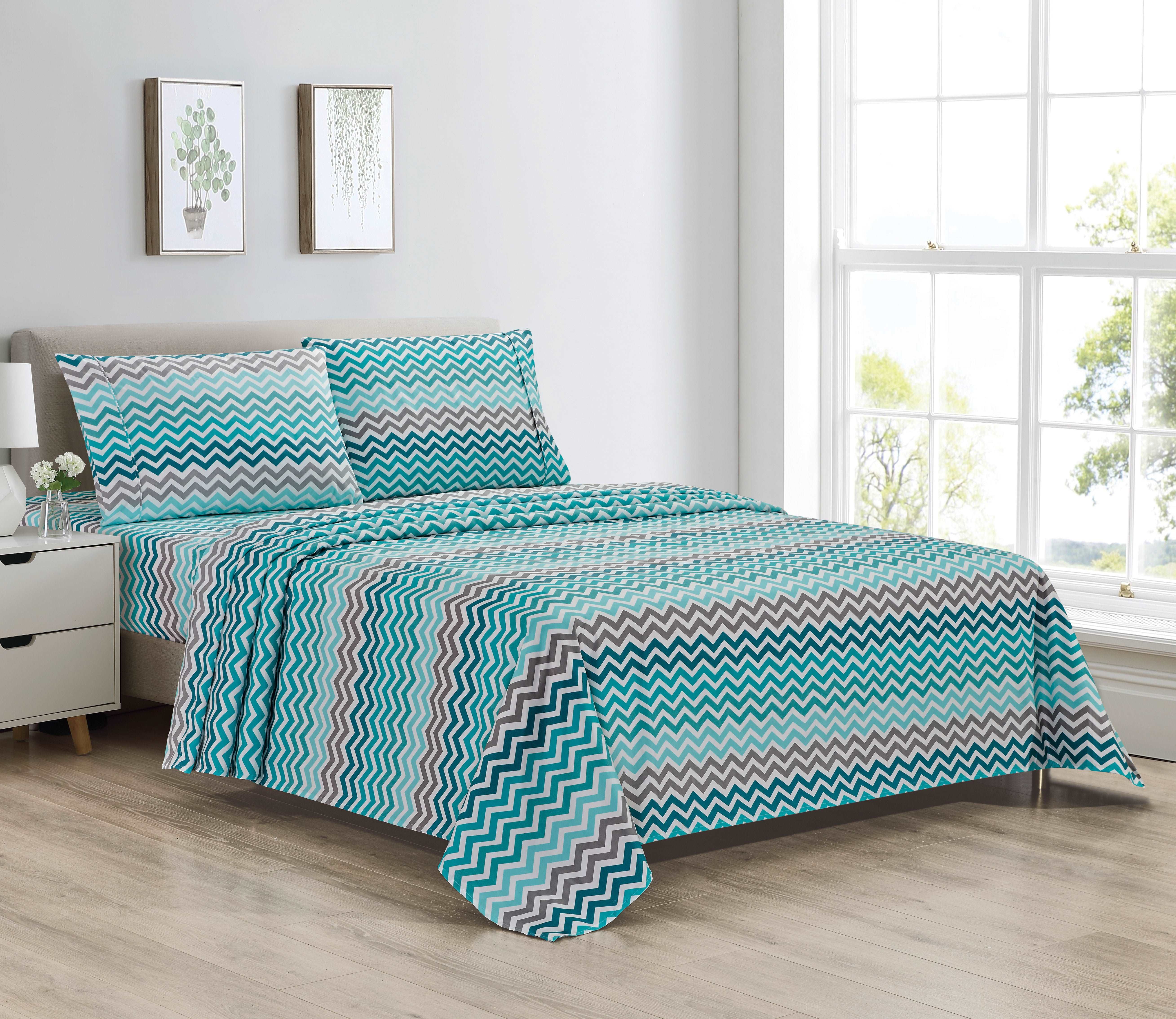 Bibb Home Bibb Home Egyptian Luxury 1800 Microfiber Count Printed 4 Piece Sheet Set. - Twin - Bonton