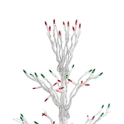 Cascade Twig Tree Outdoor Christmas Decoration - 6' - White - Multi Lights