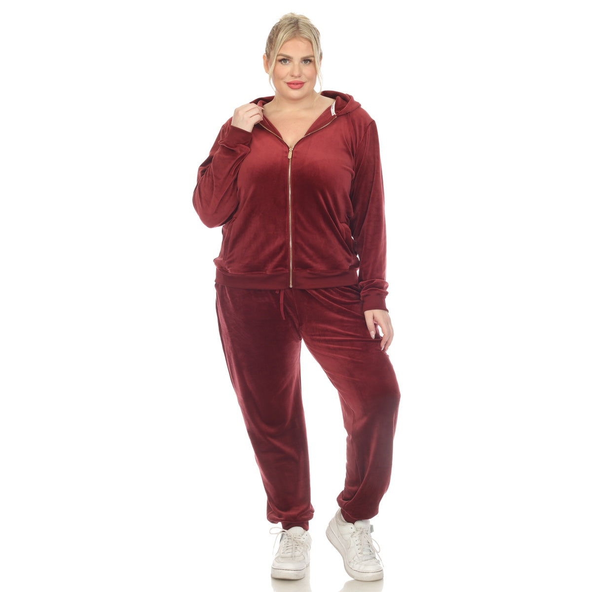  White Mark Plus Size 2 Piece Velour Tracksuit Set - 1X - Bonton