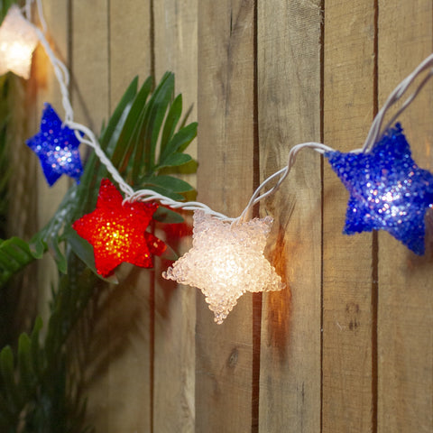 Patriotic Star String Light Set - 5.25' - White Wire - Red  White and Blue - 10ct