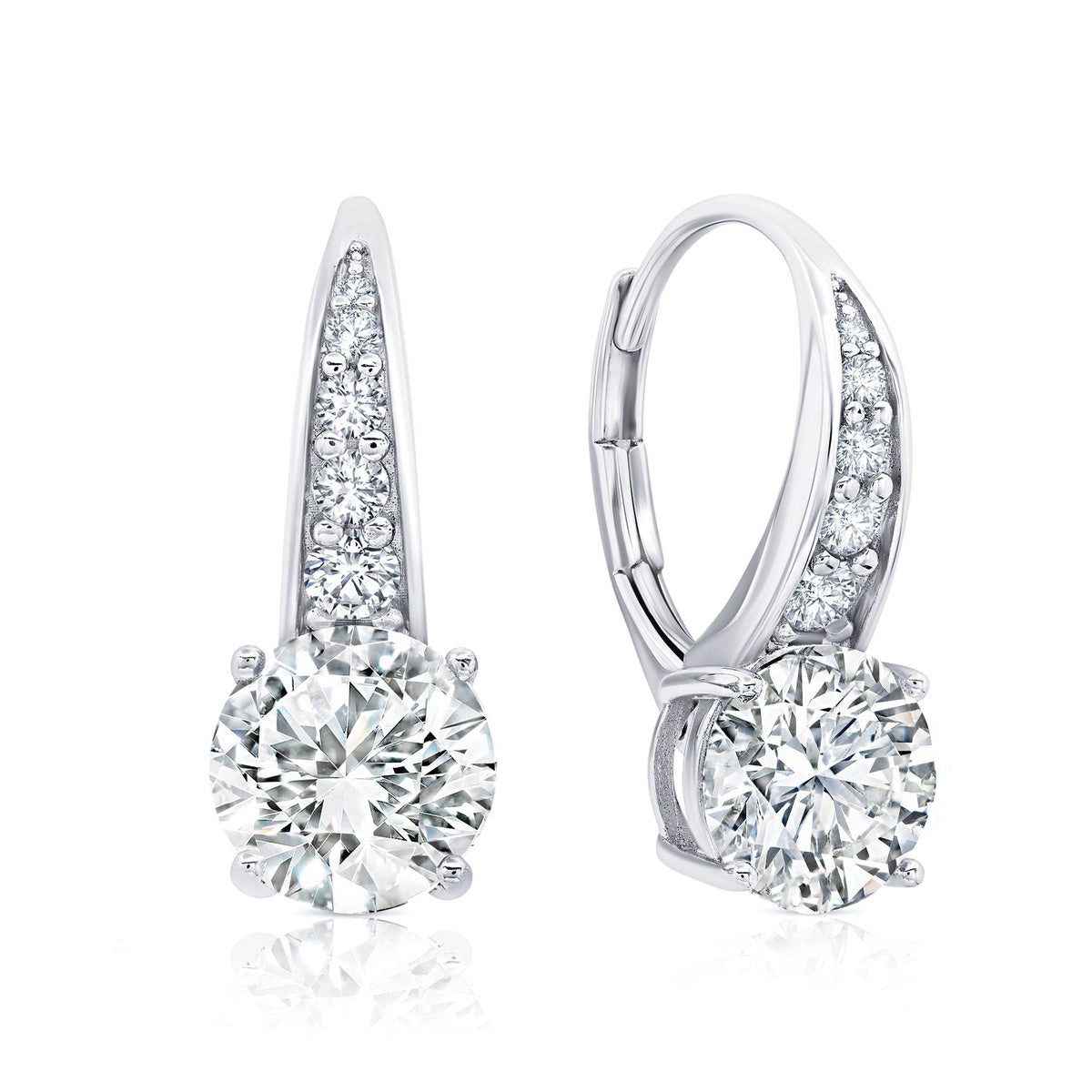  CRISLU Brilliant Leverback Drop Earrings in Platinum - Pure Platinum - Bonton