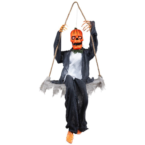 30" Animated Swinging Pumpkin Man Halloween Decoration