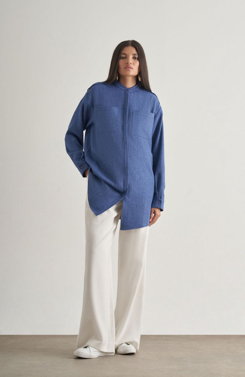  Mizalle Mizalle Tunic With Epaulette Detail - Indigo - Bonton