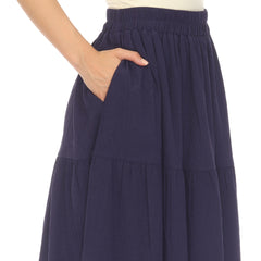 Women's Pleated Tiered Maxi Skirt