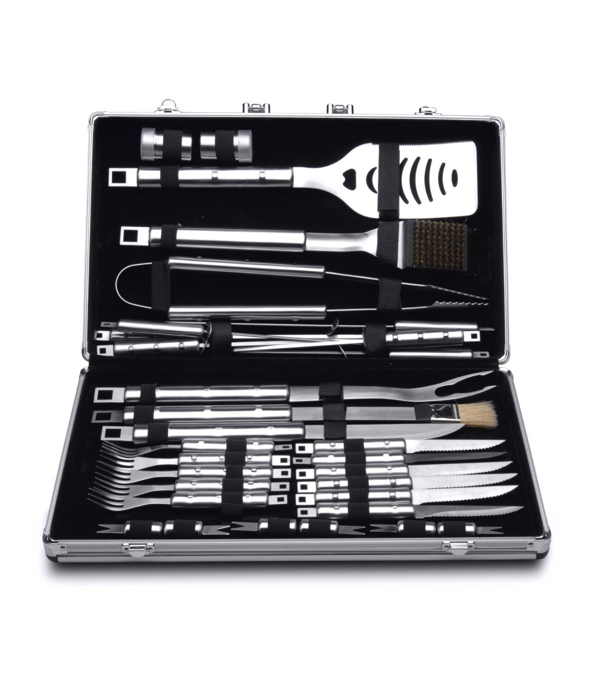  BergHOFF Essentials 18/10 Stainless Steel 33 Piece BBQ Set with Case, Cubo - Silver - Bonton