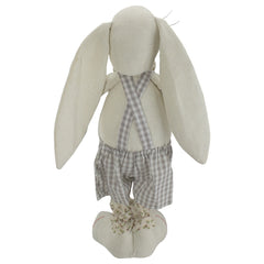 Standing Boy Easter Bunny Rabbit With Floral Bowtie Spring Figure - 14.5" - Cream