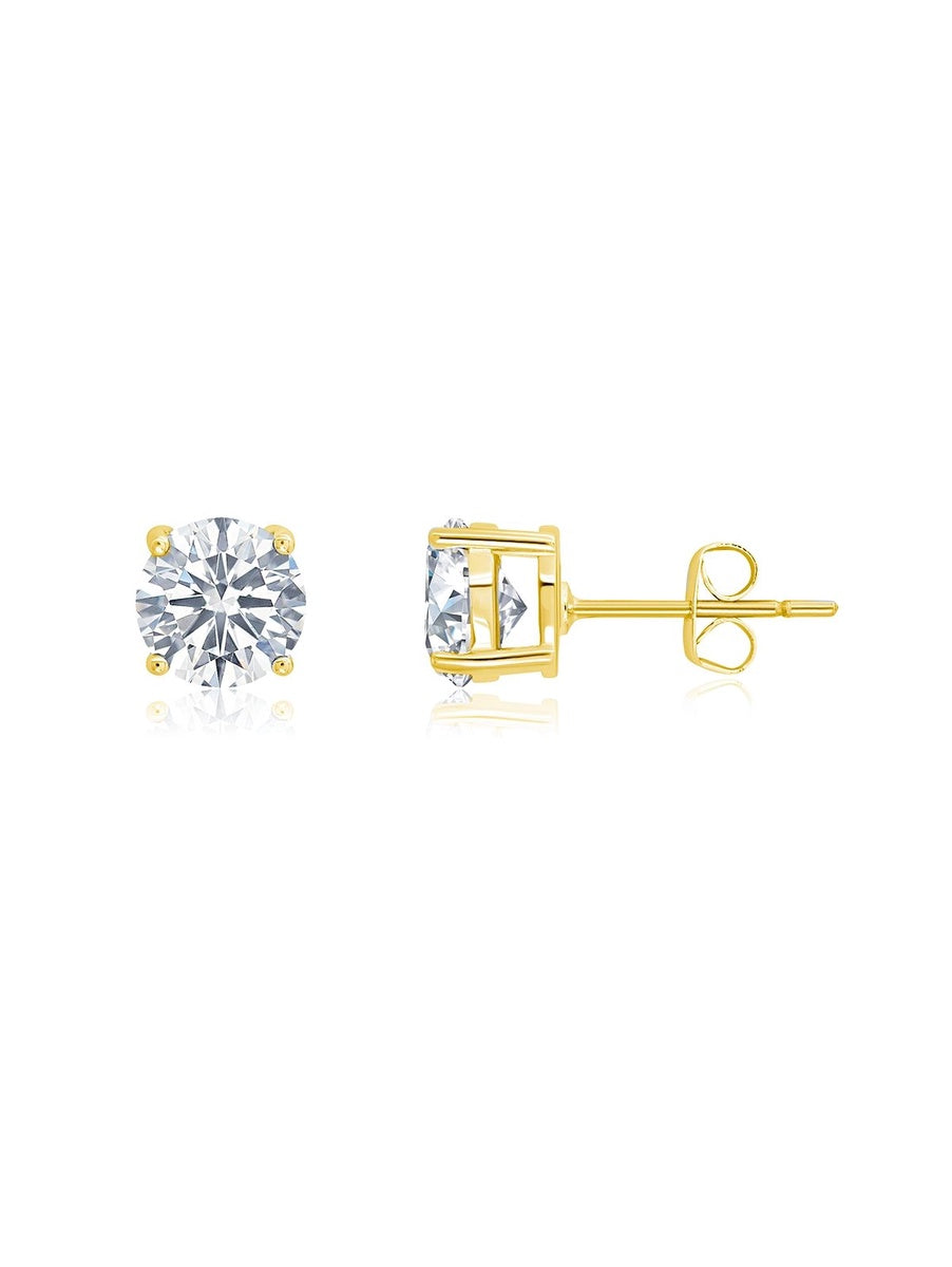  CRISLU April Birthstone Stud Earrings in 18KT Yellow Gold Finish - Yellow Gold - Bonton