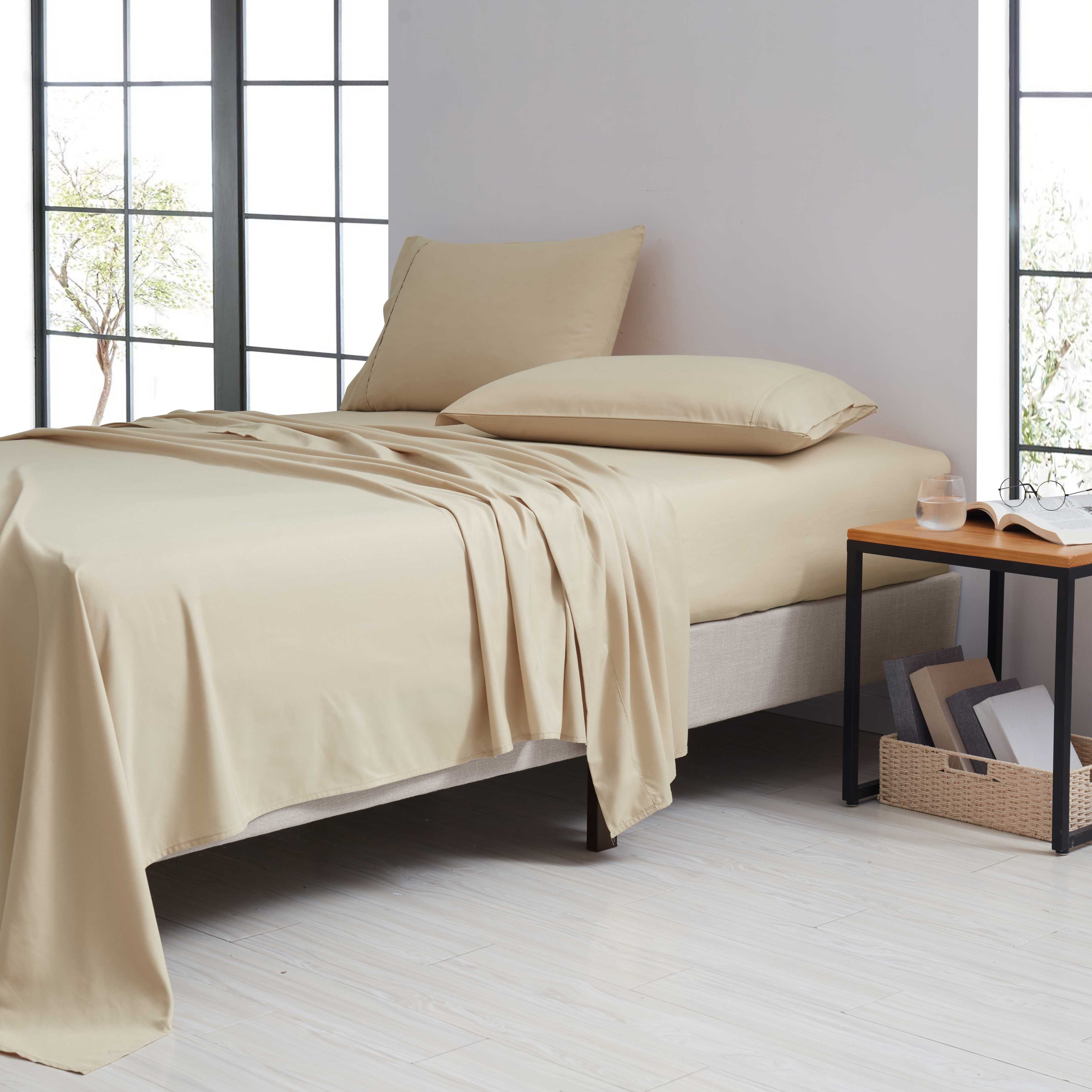  Bed Bath Fashions Bamboo 1800 Thread Count 4 Piece Luxury Solid Sheet Set. - Twin - Bonton