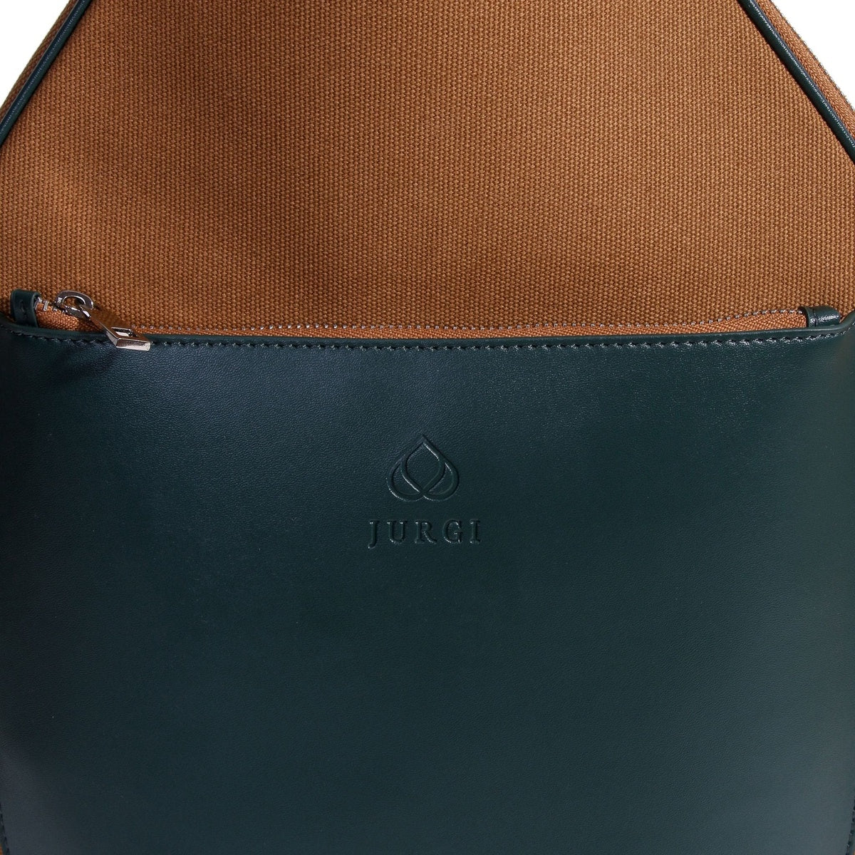 Jurgi Tennis Backpack -  Canvas & Green Leather - Beige - Bonton