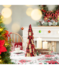 Plaid Fabric/Burlap Table Tree Red