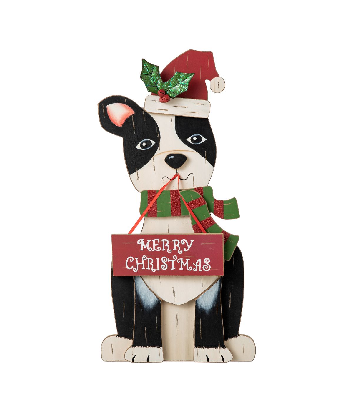  Glitzhome Wooden Christmas Figurines Decor, Dog Red - Red - Bonton