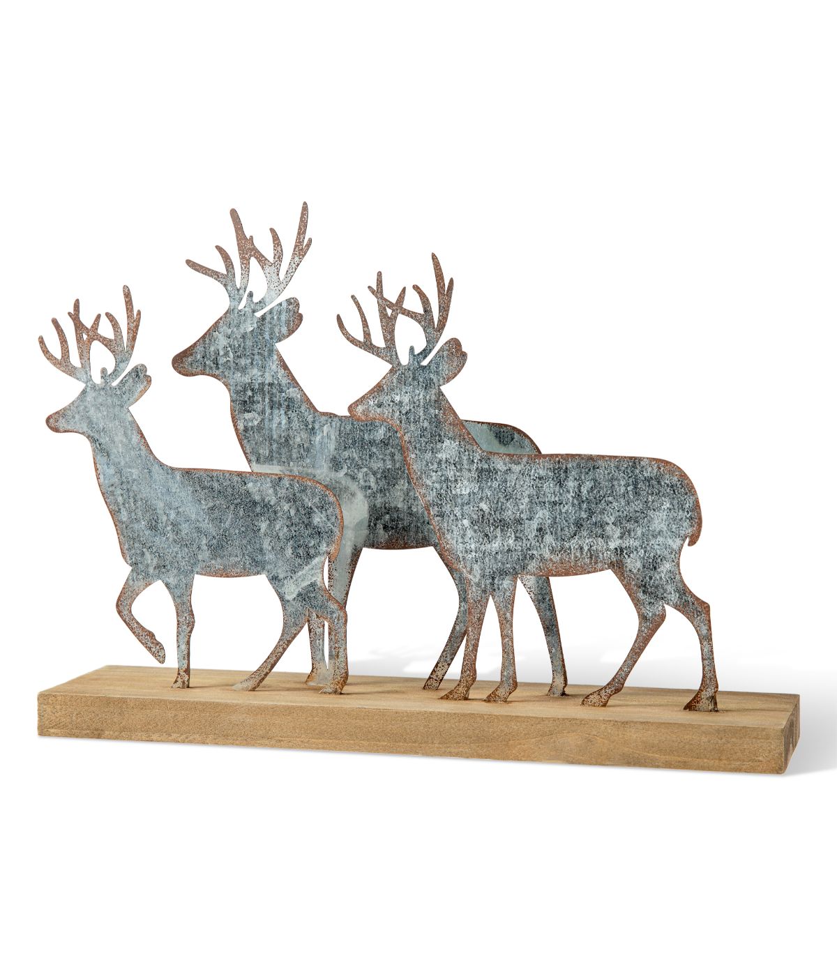  Glitzhome Galvanized Metal/Wooden Reindeer Table Decor Brown - Brown - Bonton