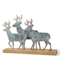 Galvanized Metal/Wooden Reindeer Table Decor Brown