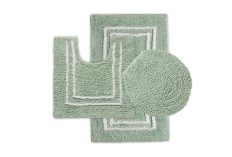 St Mary's Tufted 3 Piece Cotton Bath Rug Set With Lid