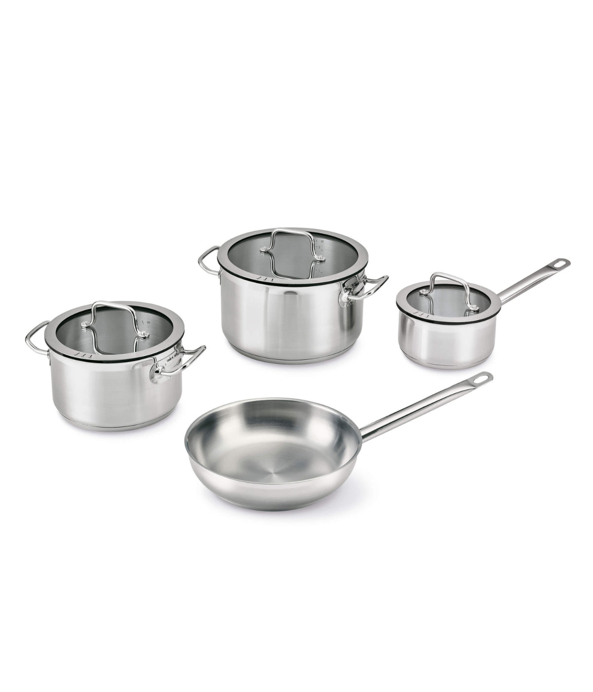  BergHOFF Gem Downdraft 7 Piece 18/10 Stainless Steel Cookware Set - Silver - Bonton