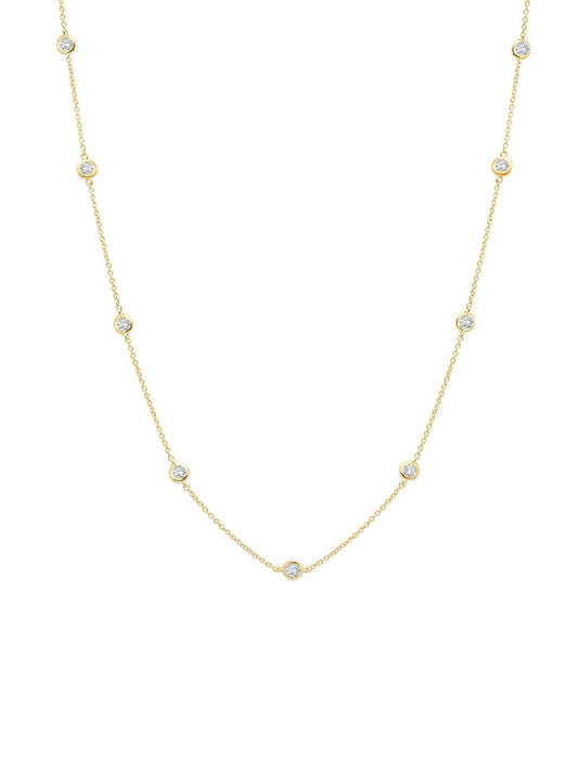 36" Station Bezel Necklace in Gold