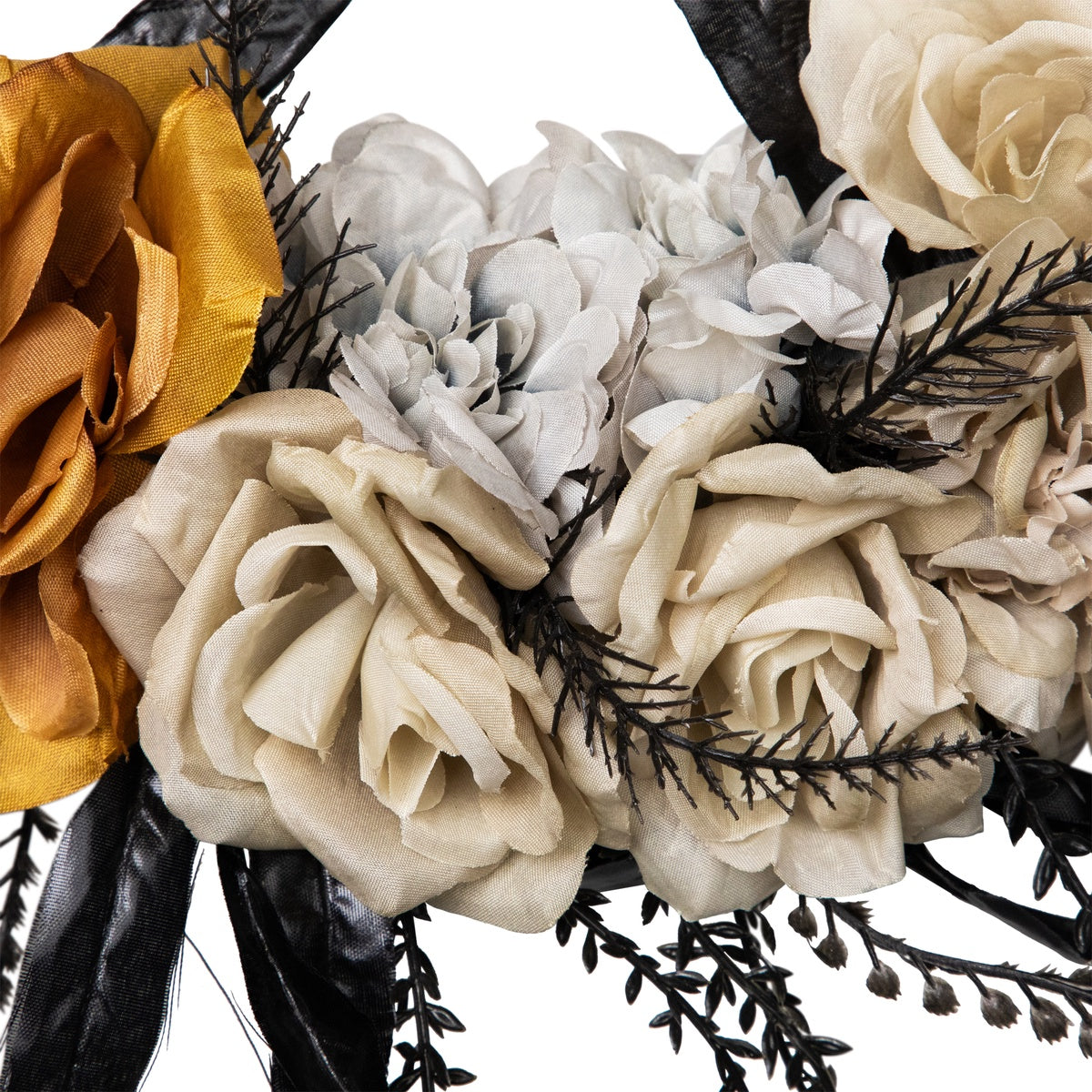  Northlight Skulls With Roses Halloween Foliage Wreath - 14