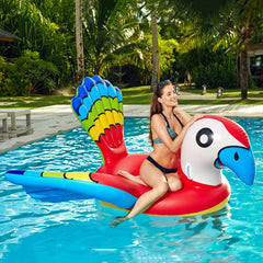 87" Red and Blue Jumbo Parrot Ride-on Inflatable Swimming Pool Float