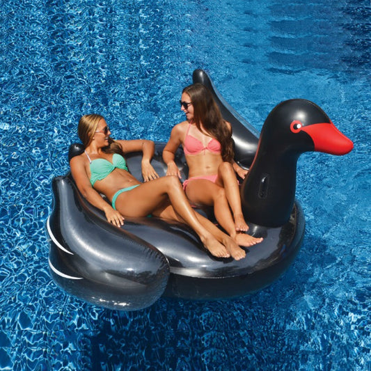 Inflatable Black Giant Swan Swimming Pool Ride-on Float Toy  75-Inch