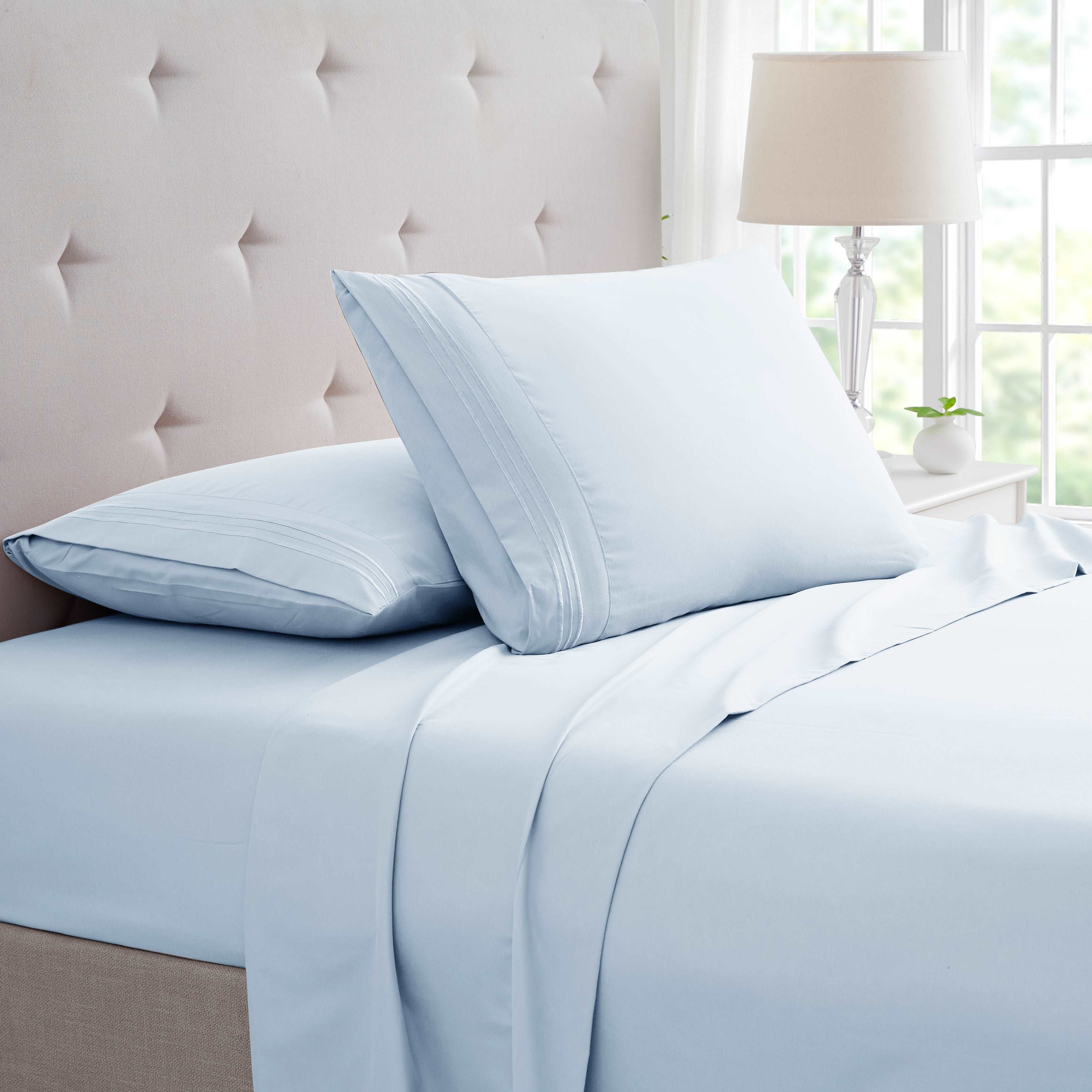 Bed Bath Fashions Bamboo 4 Piece Luxury 3 Line Embroidered Sheet Set - Twin - Bonton