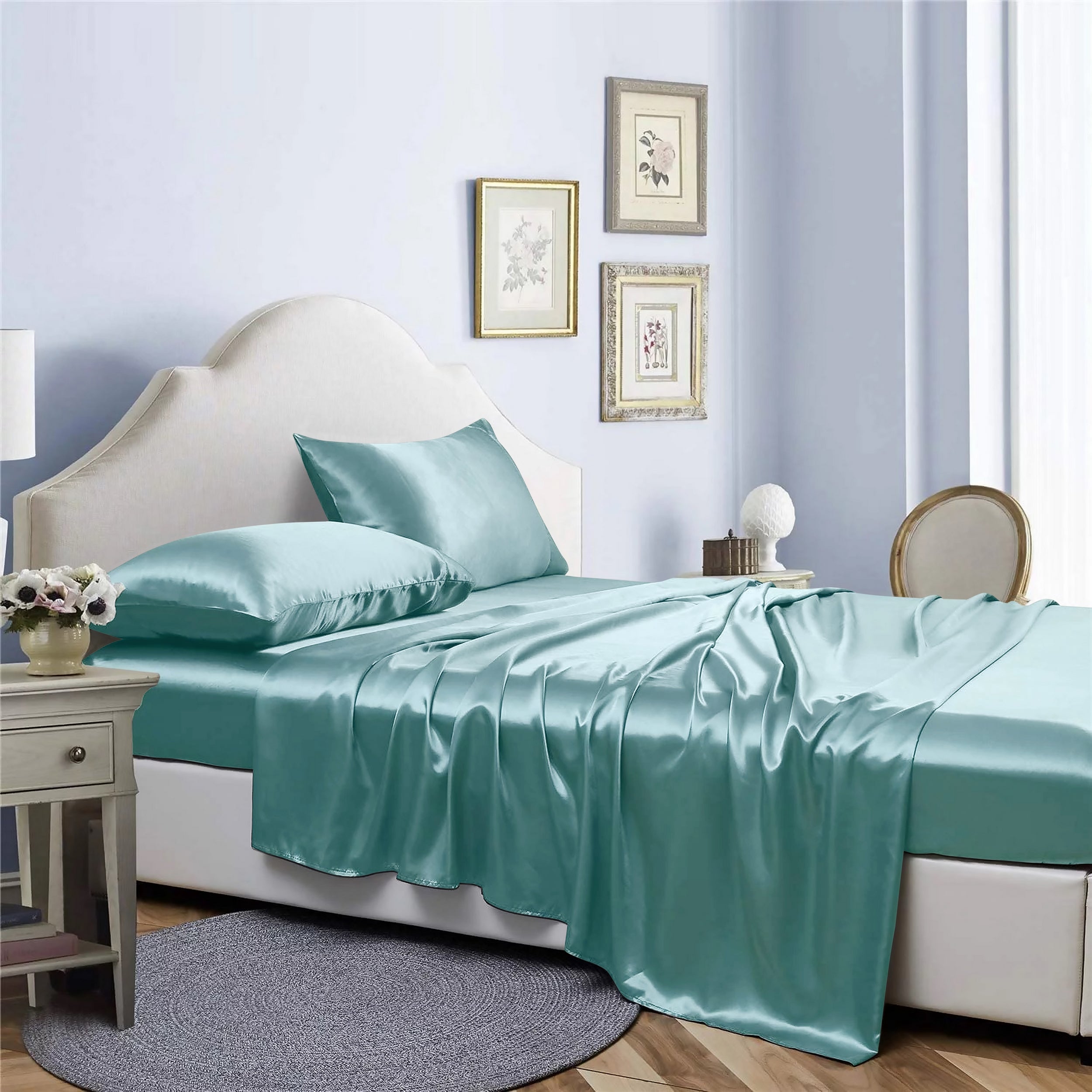  Bibb Home Bibb Home Silky Satin 4 Piece Sheet Set - California King - Bonton