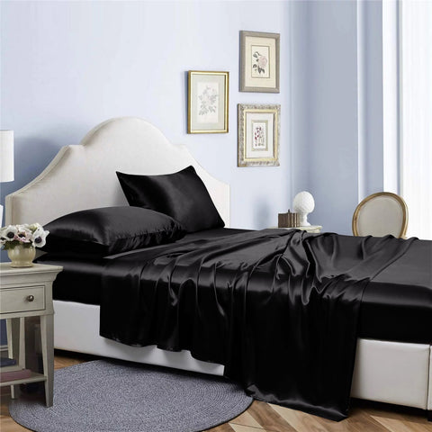 Bibb Home Silky Satin 4 Piece Sheet Set