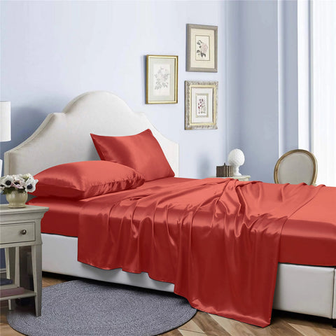 Bibb Home Silky Satin 4 Piece Sheet Set