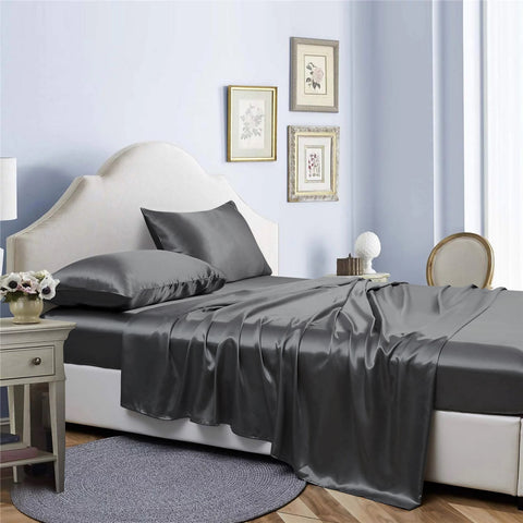 Bibb Home Silky Satin 4 Piece Sheet Set