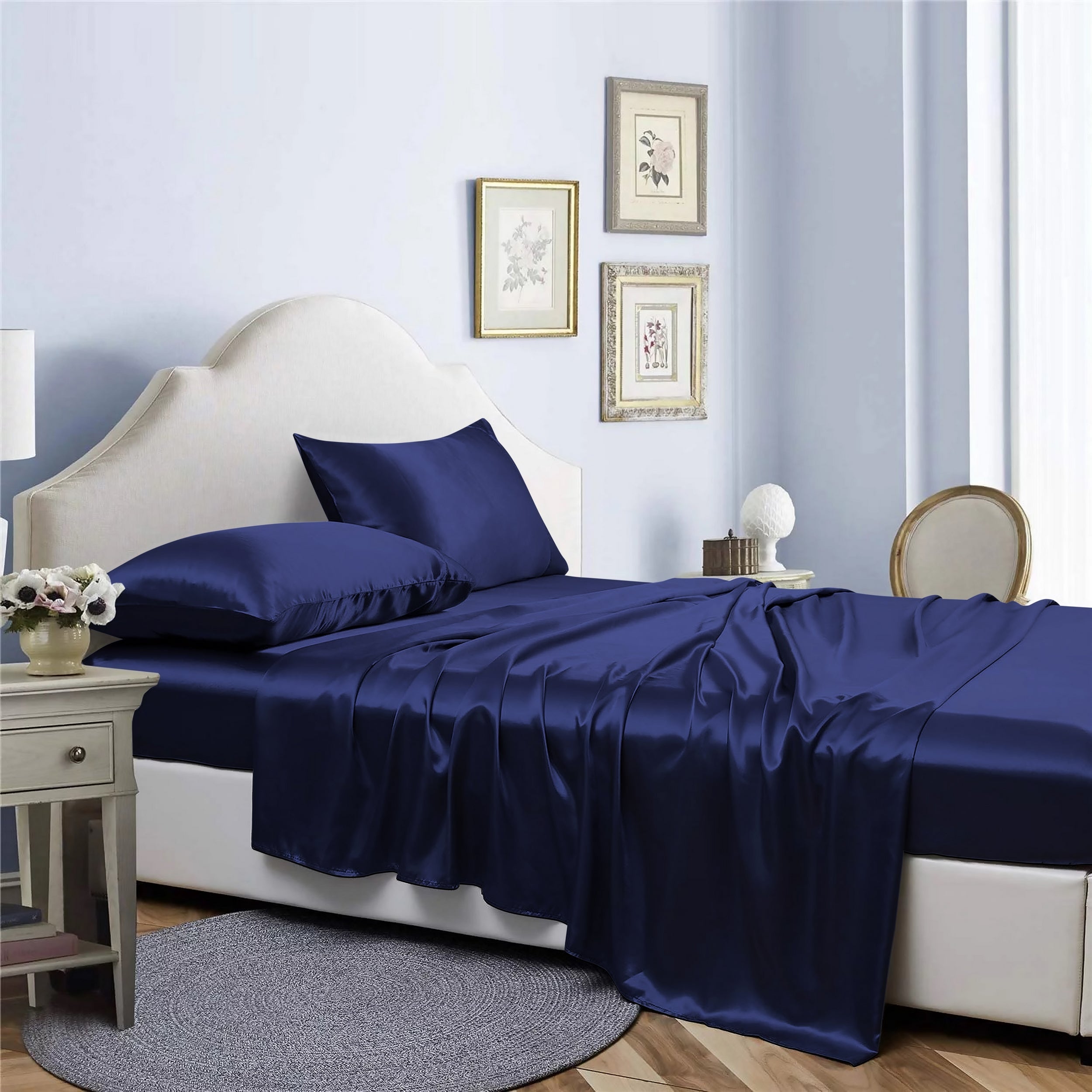  Bibb Home Bibb Home Silky Satin 4 Piece Sheet Set - California King - Bonton