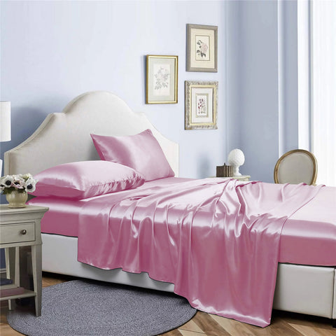 Bibb Home Silky Satin 4 Piece Sheet Set