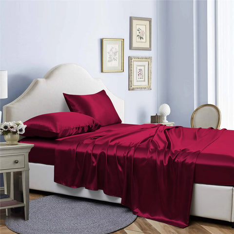 Bibb Home Silky Satin 4 Piece Sheet Set