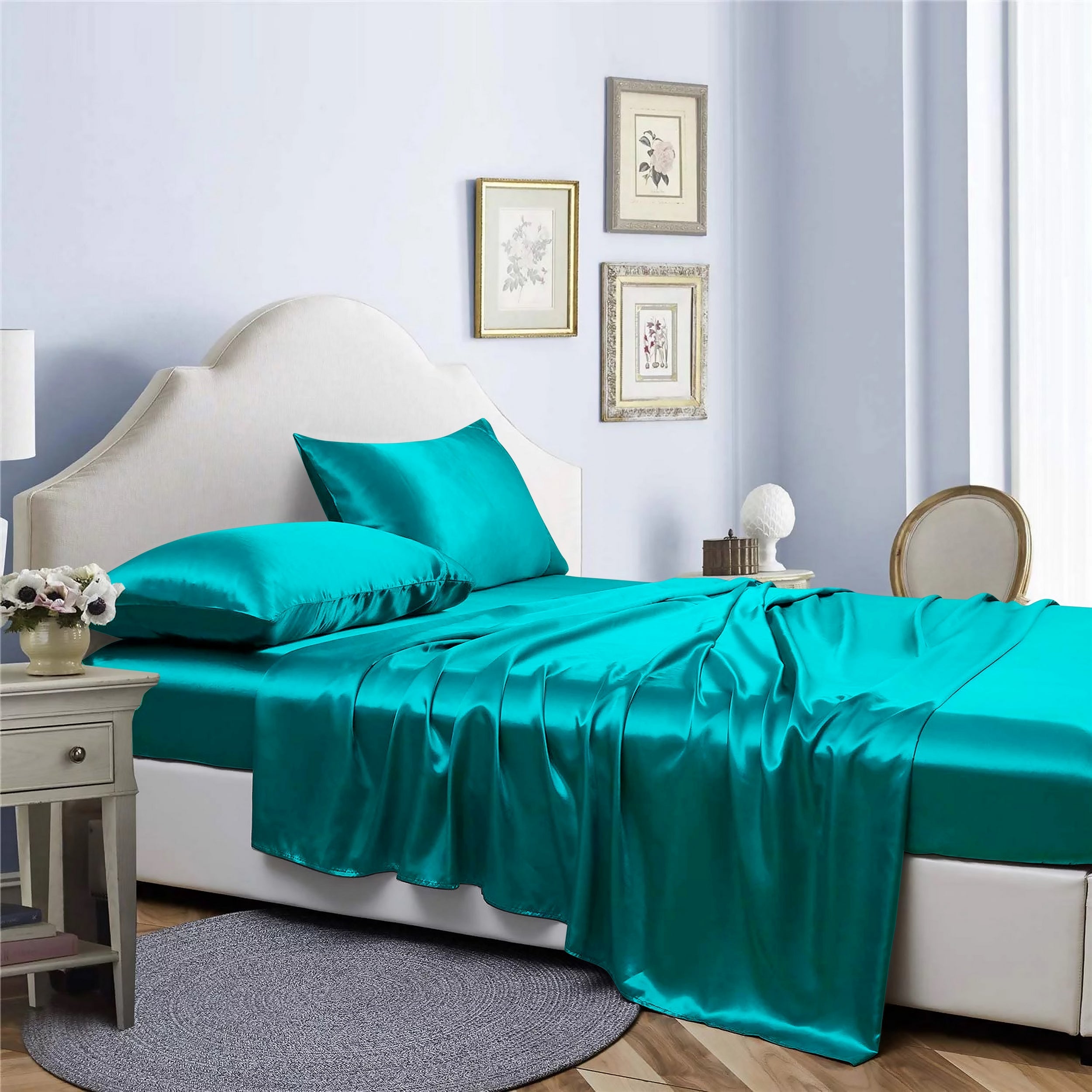  Bibb Home Bibb Home Silky Satin 4 Piece Sheet Set - California King - Bonton