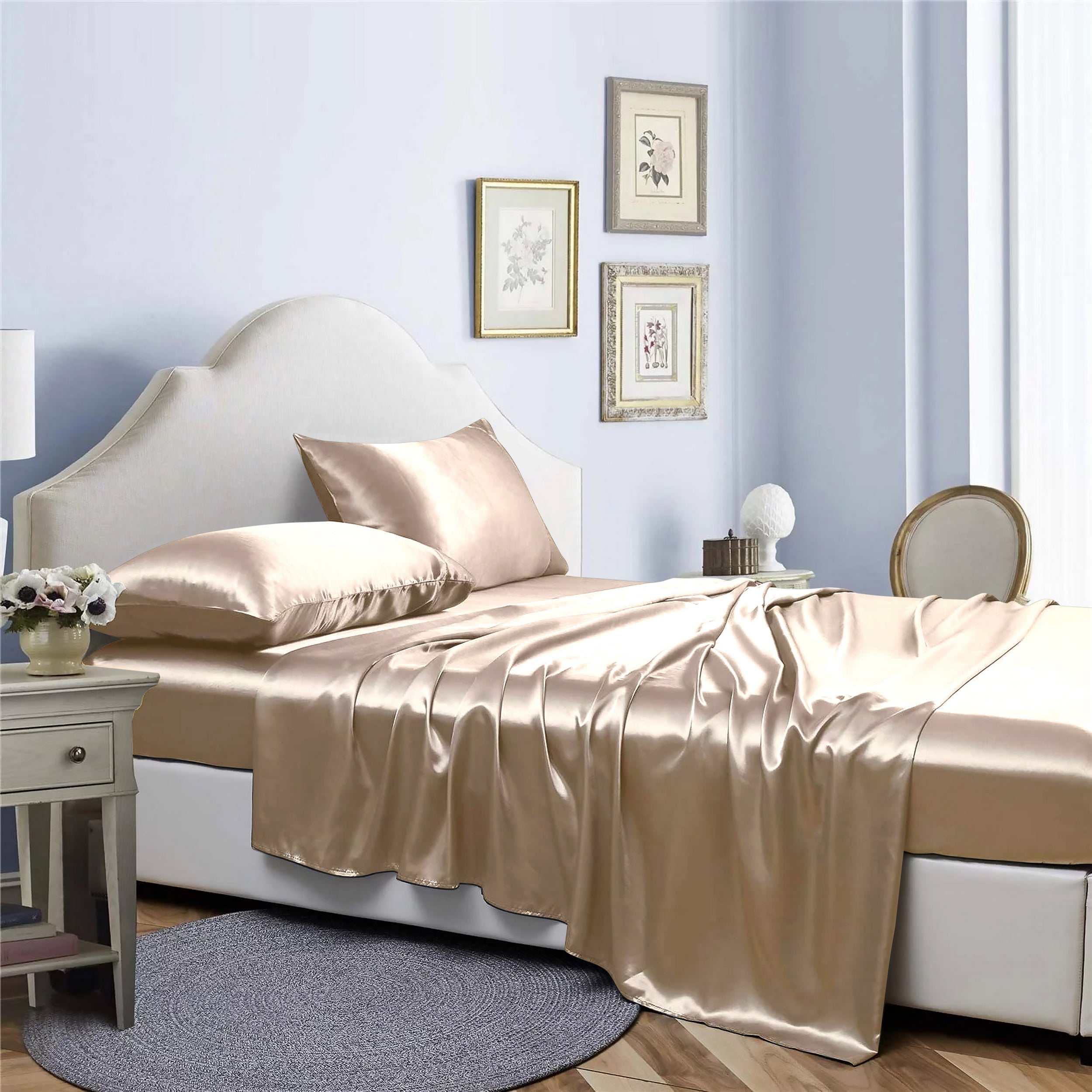  Bibb Home Bibb Home Silky Satin 4 Piece Sheet Set - California King - Bonton