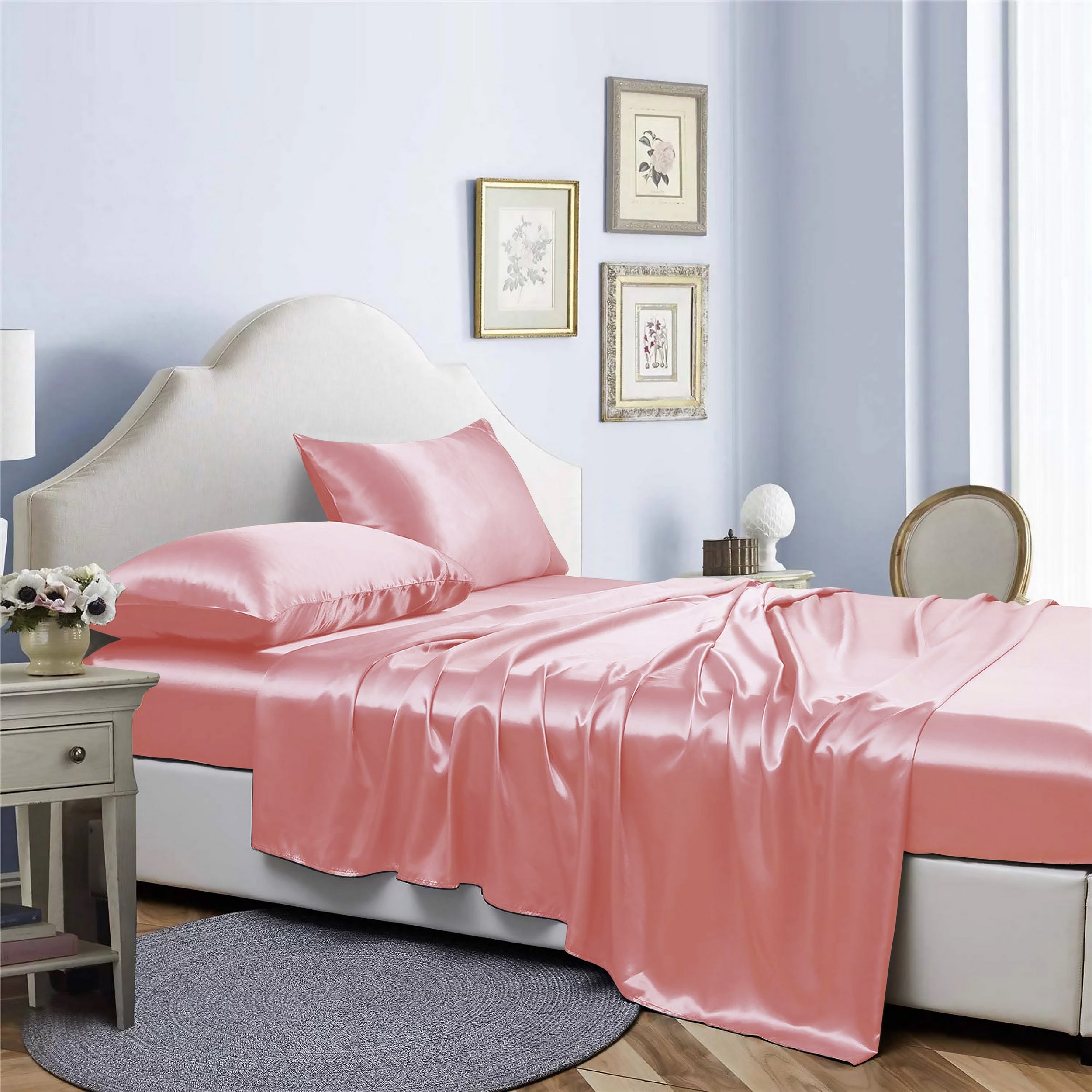  Bibb Home Bibb Home Silky Satin 4 Piece Sheet Set - California King - Bonton